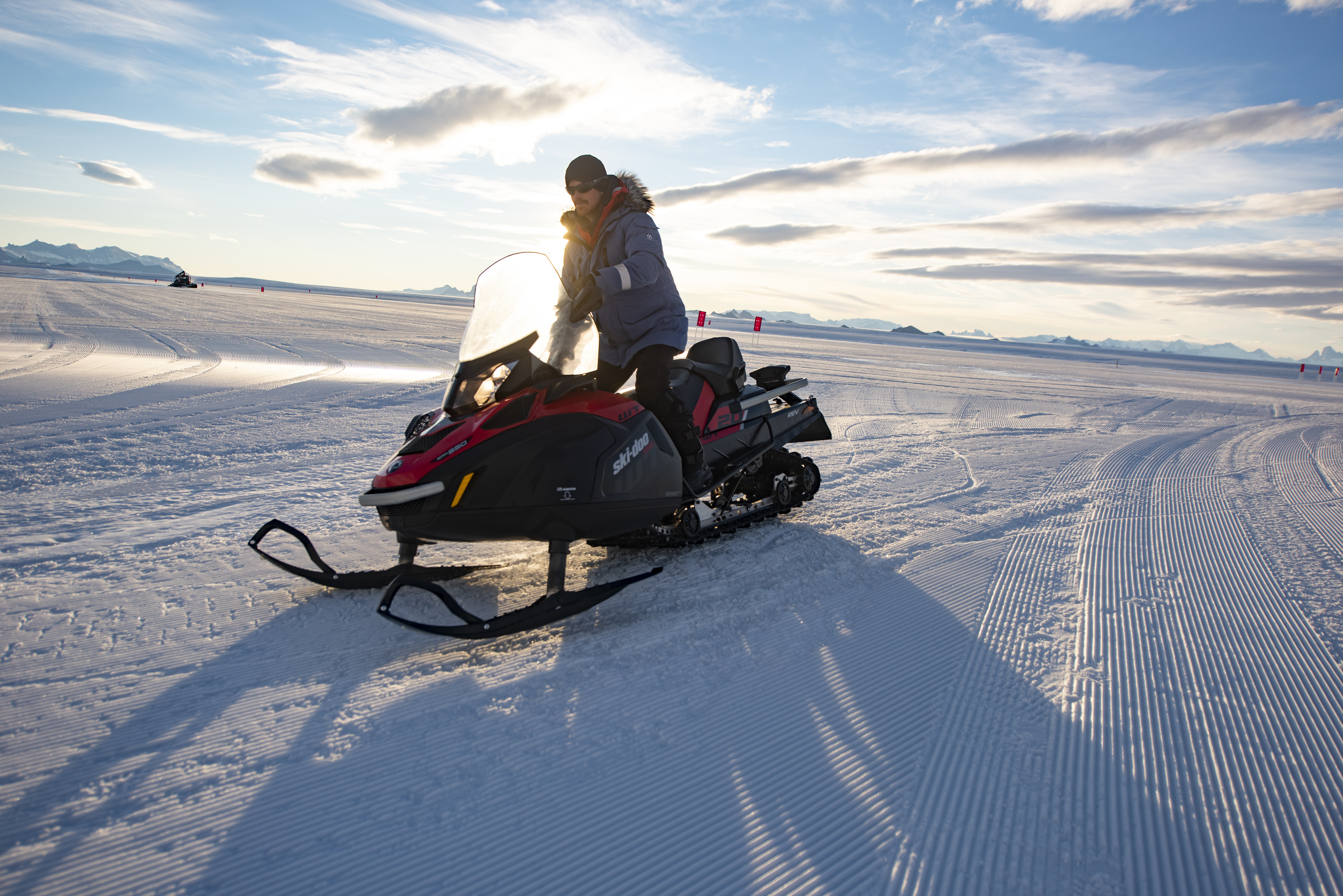 Venture out on a skidoo tour in Antarctica