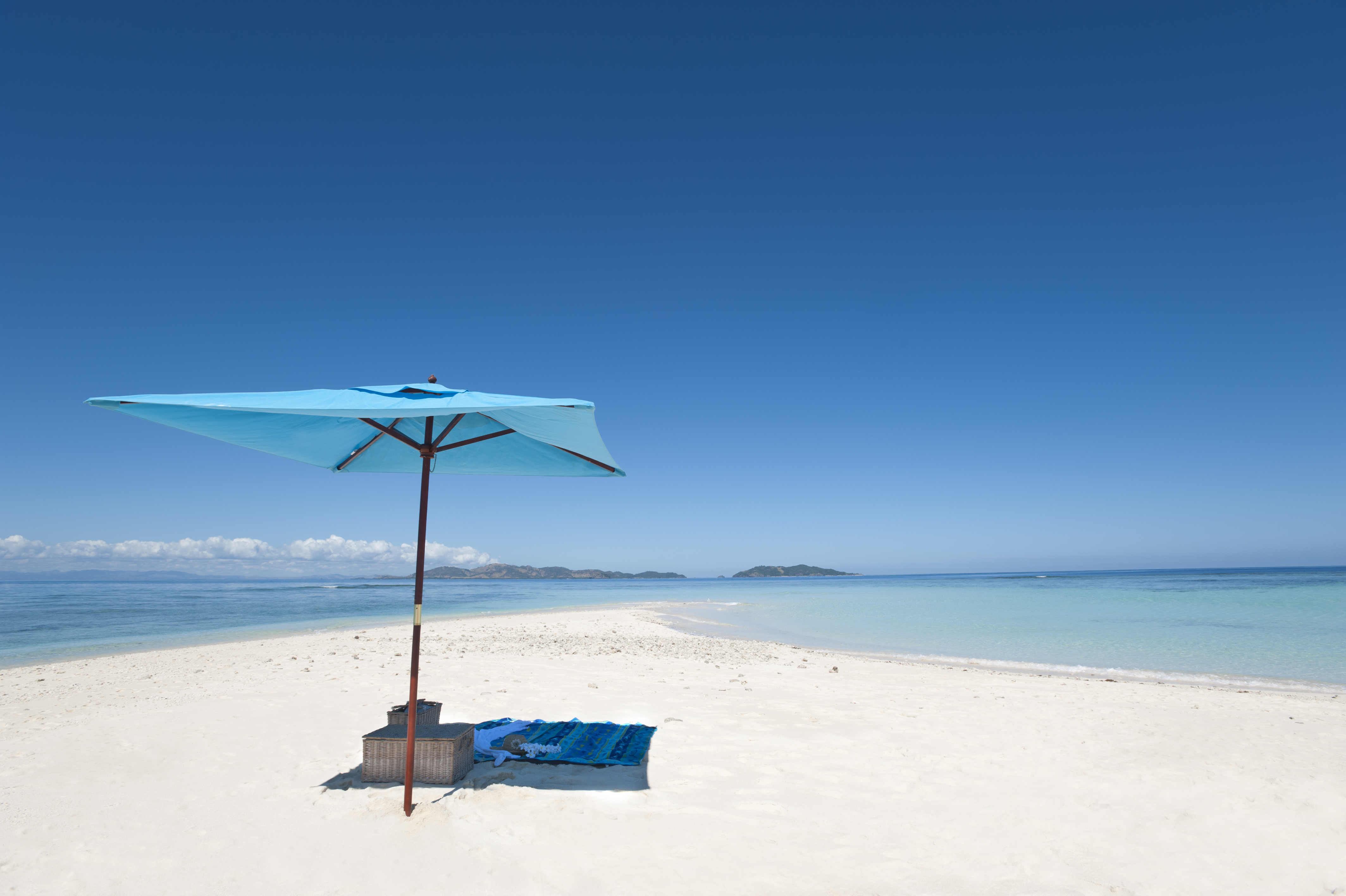 Picnic on the beach under the palms in Mauritius