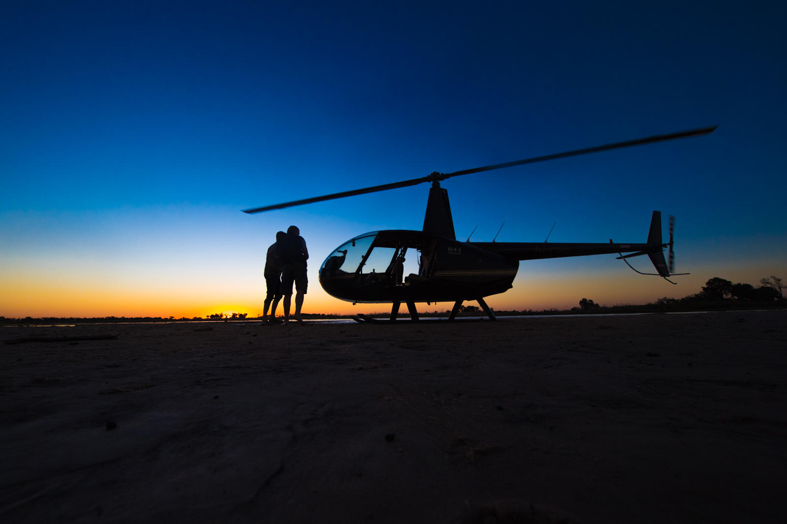Helicopter safari from the sky in Savuti