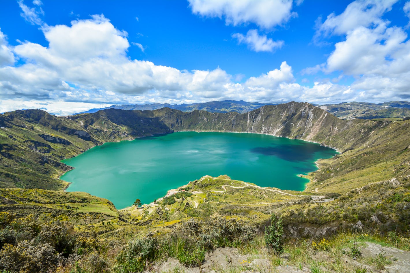 Visit the turquoise Quilotoa crater lake  Avenue of Volcanoes Equador