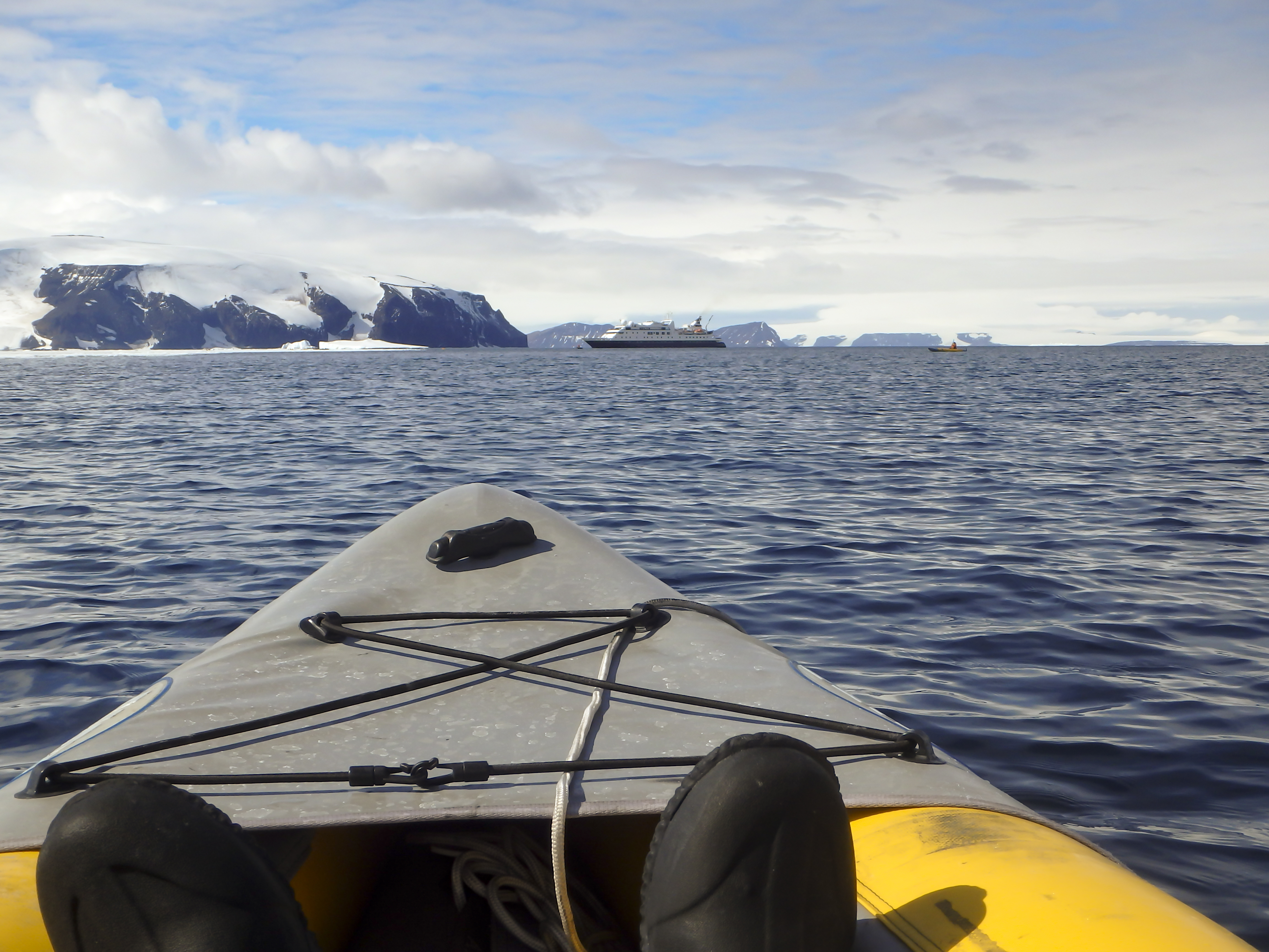 Kayak in the open waters of Antarctica