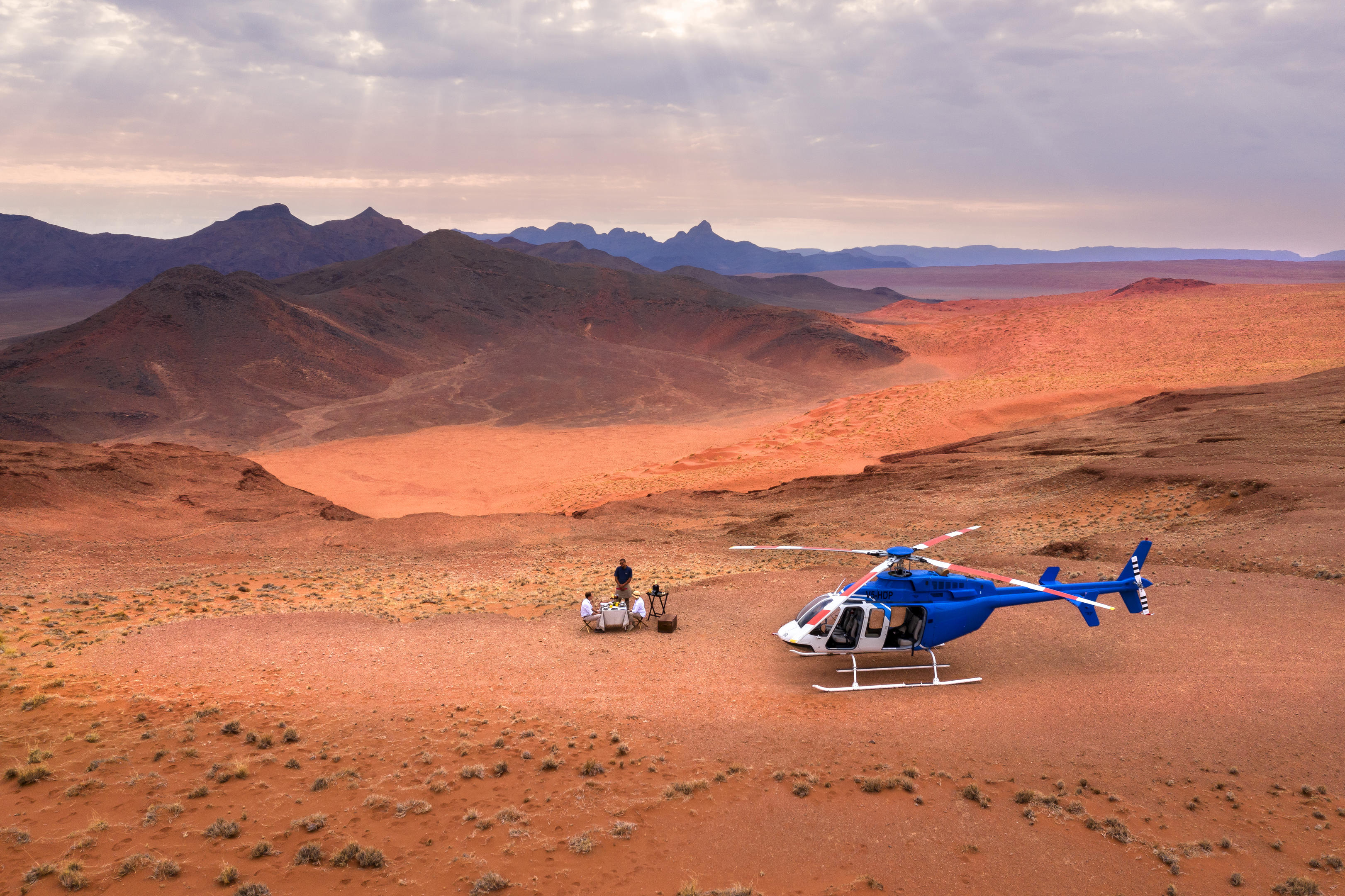 Fly over NamibRand Nature Reserve in a helicopter