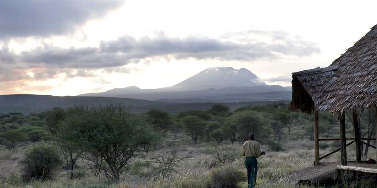 Sunrise from the camp with Kilimanjaro
