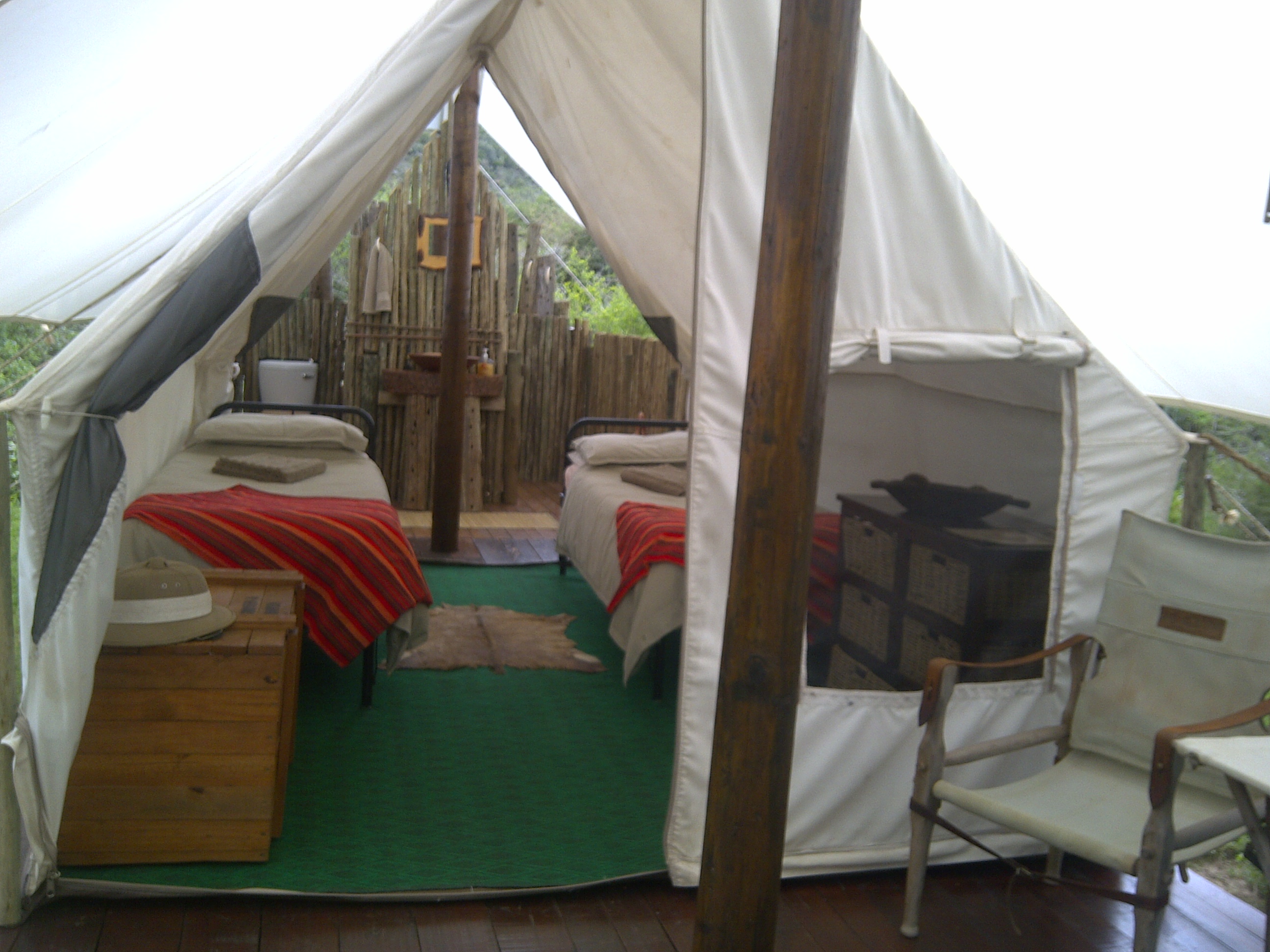 Inside twin tent