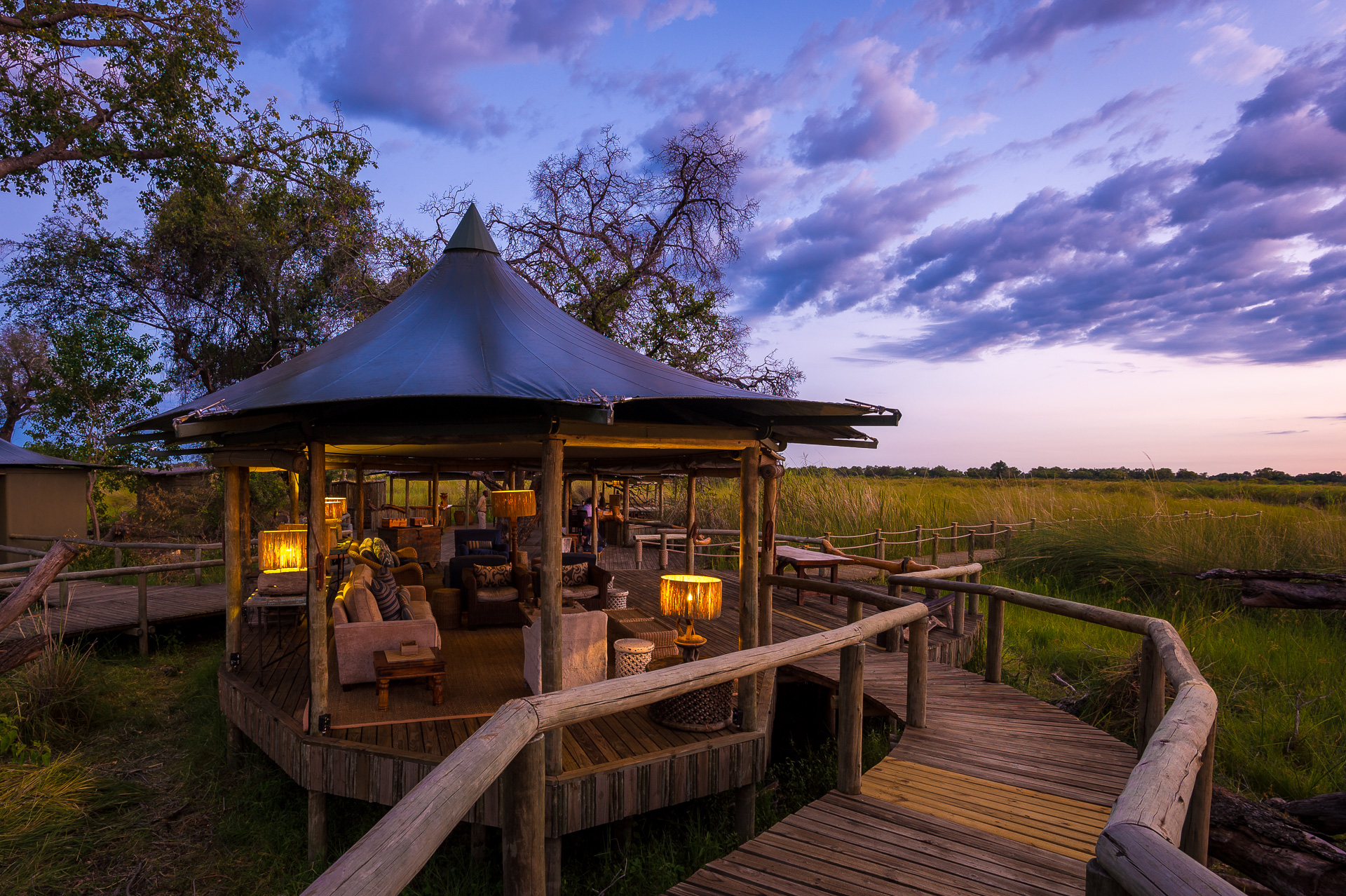 Evening sky over the open-air lounge