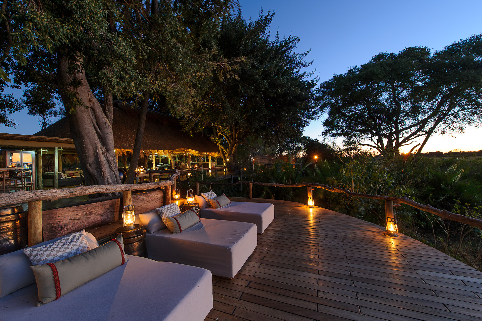 Deck couches in front of the main and dining areas