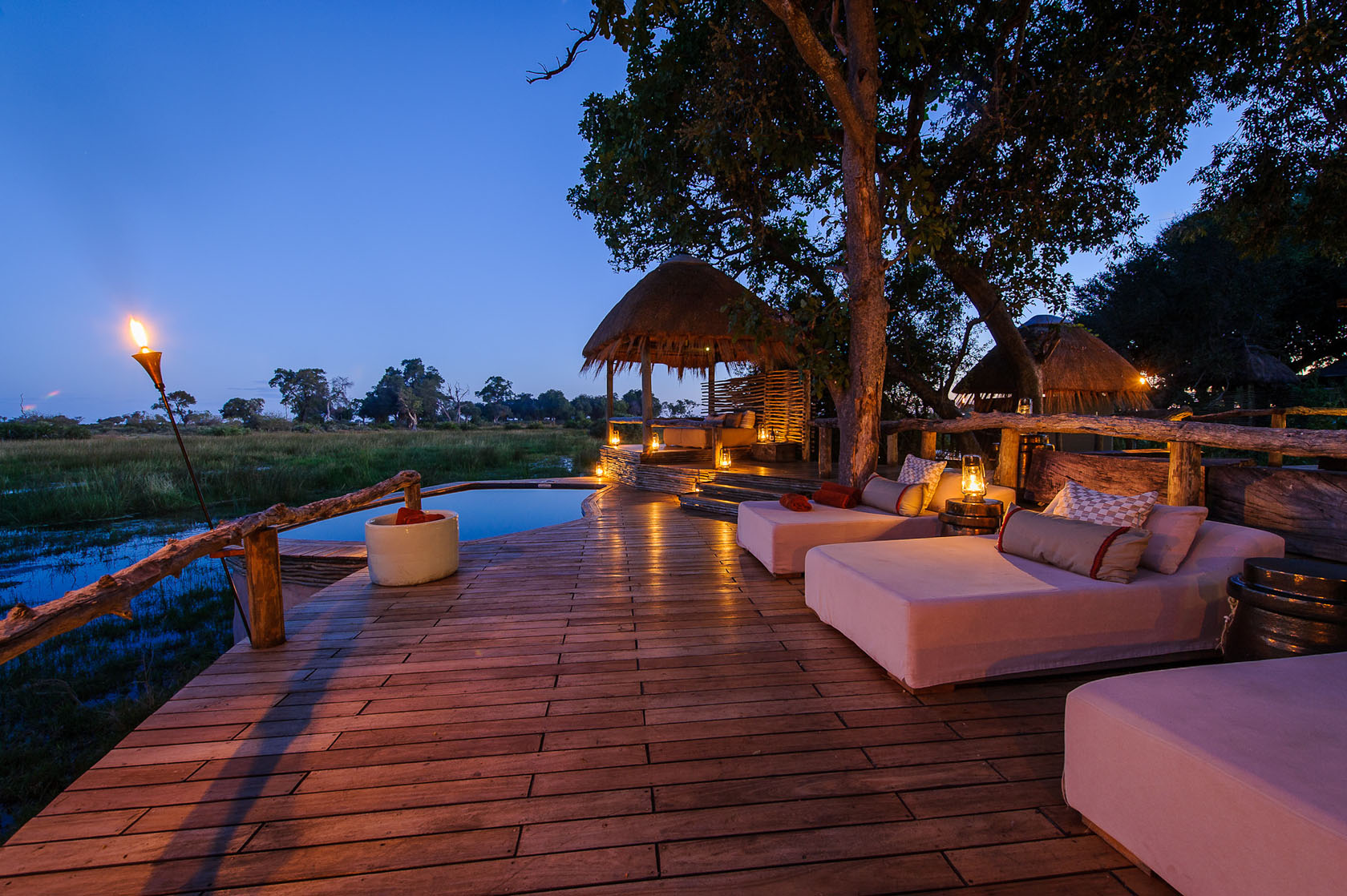 Sumptuous deck couches and pool