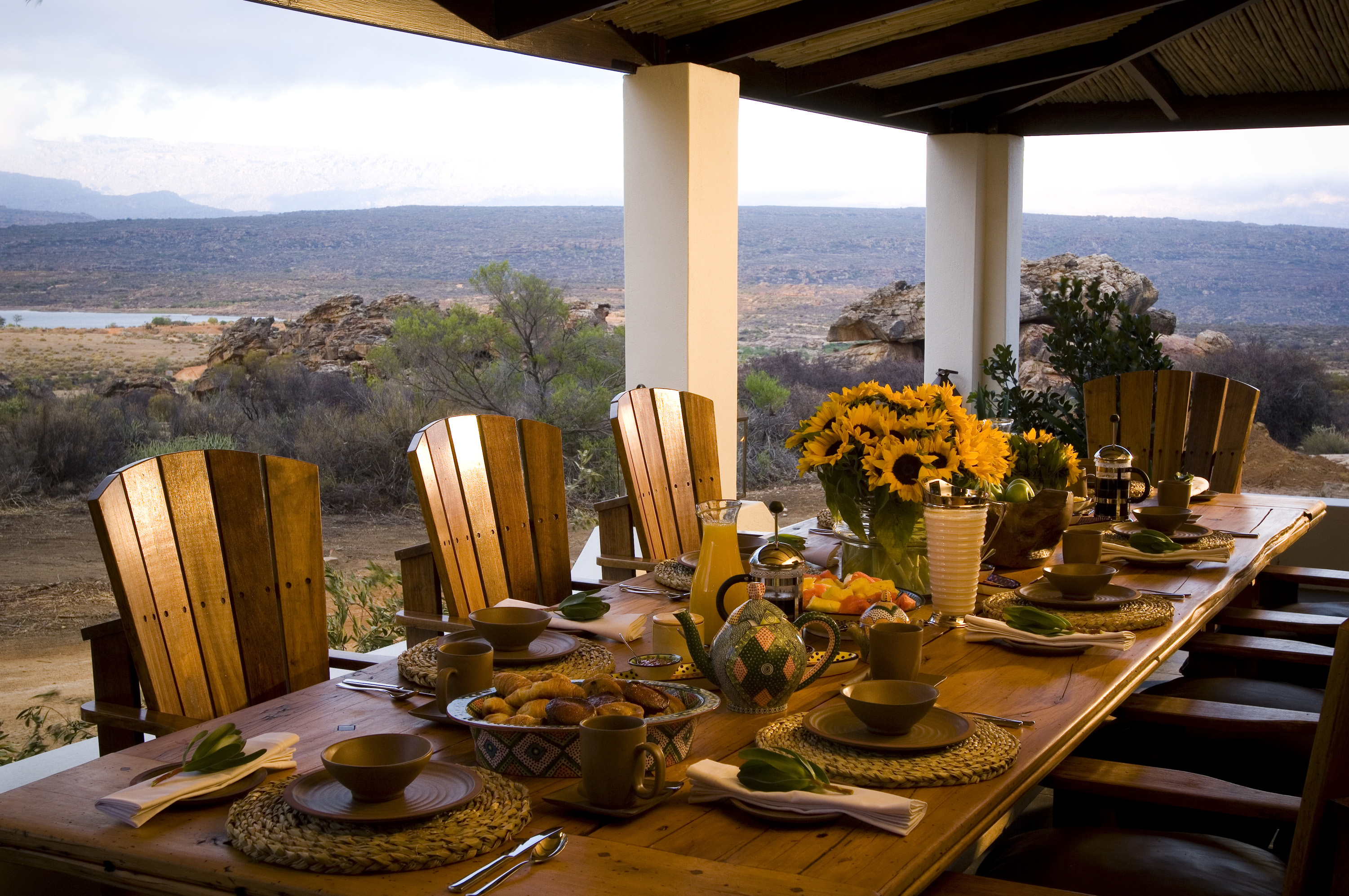Terrace dining at Koro Lodge