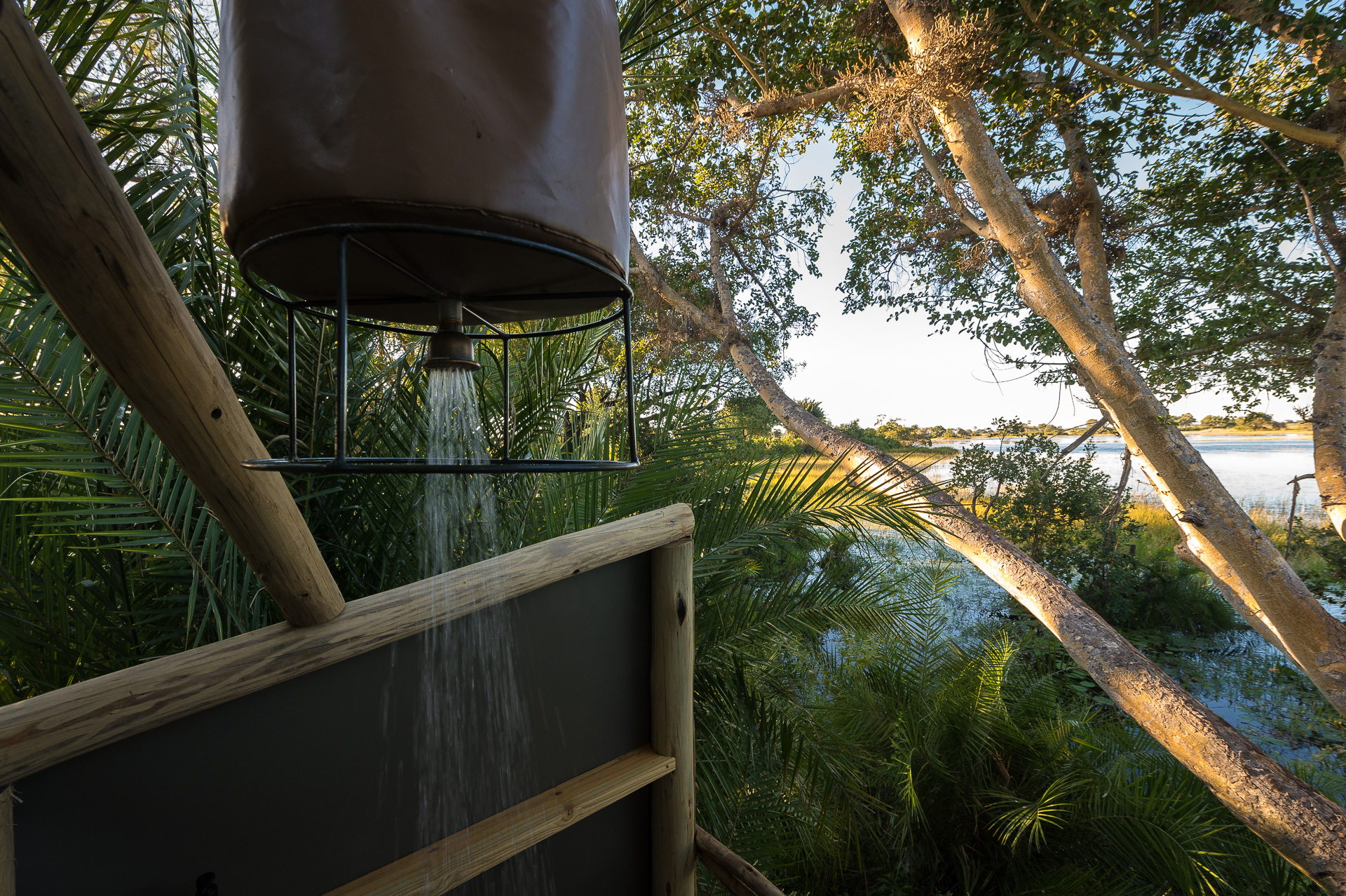 Enjoy the view from the outdoor bucket shower
