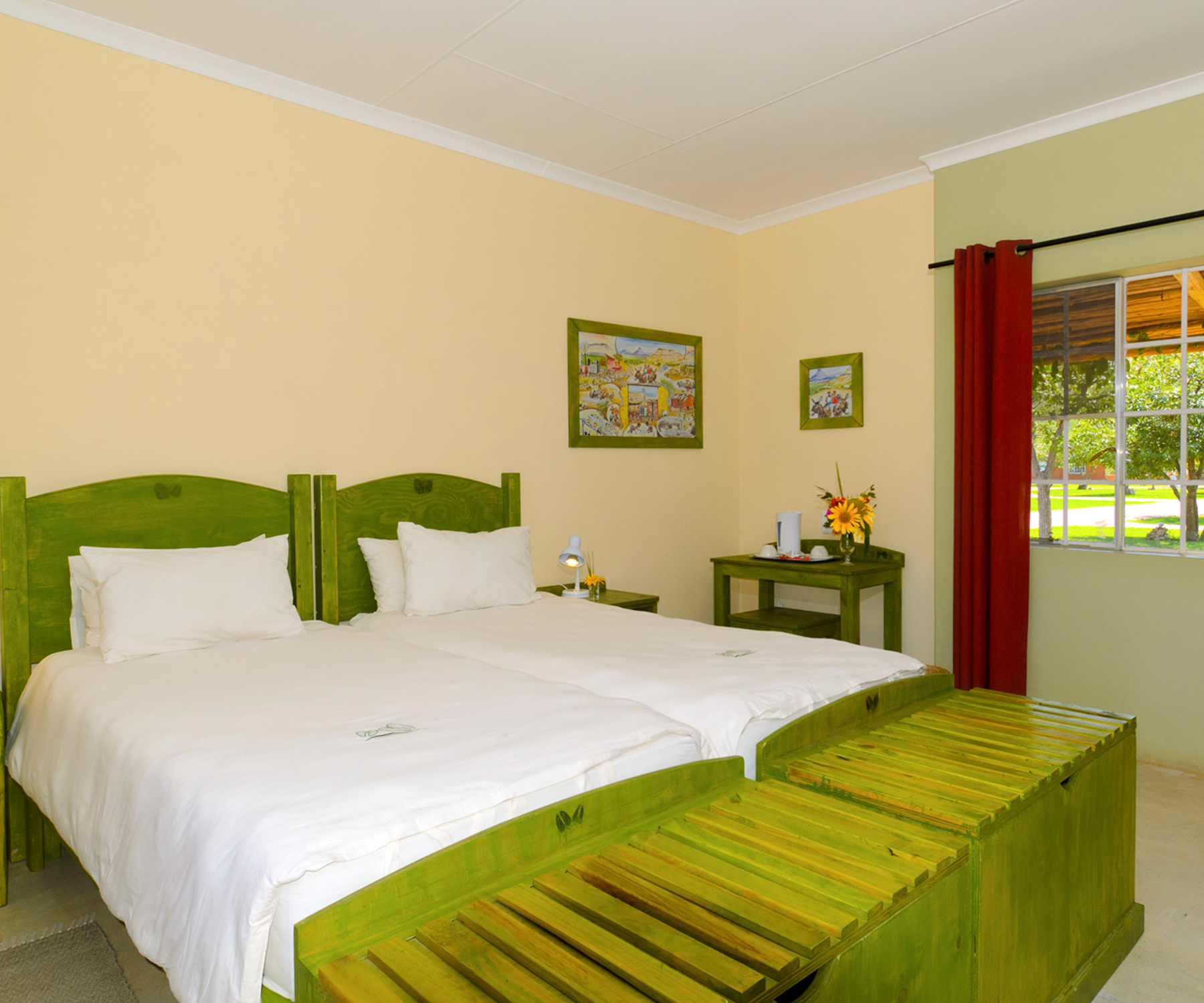 The interior of a bungalow at the lodge.