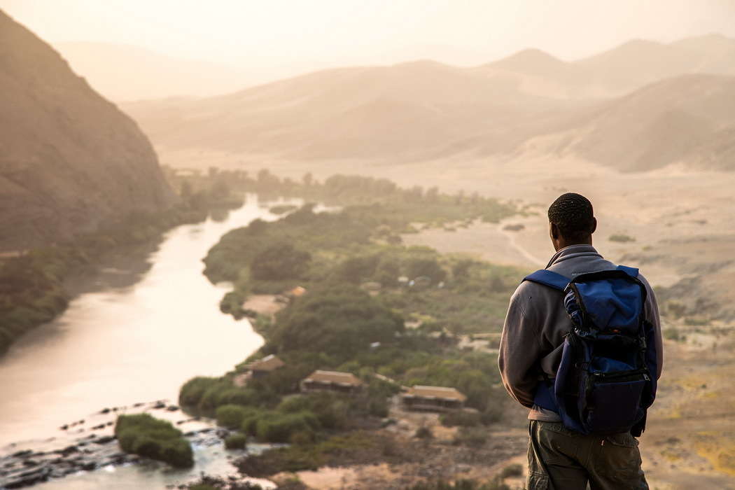 The camp is nestled on the banks of the Kunene River