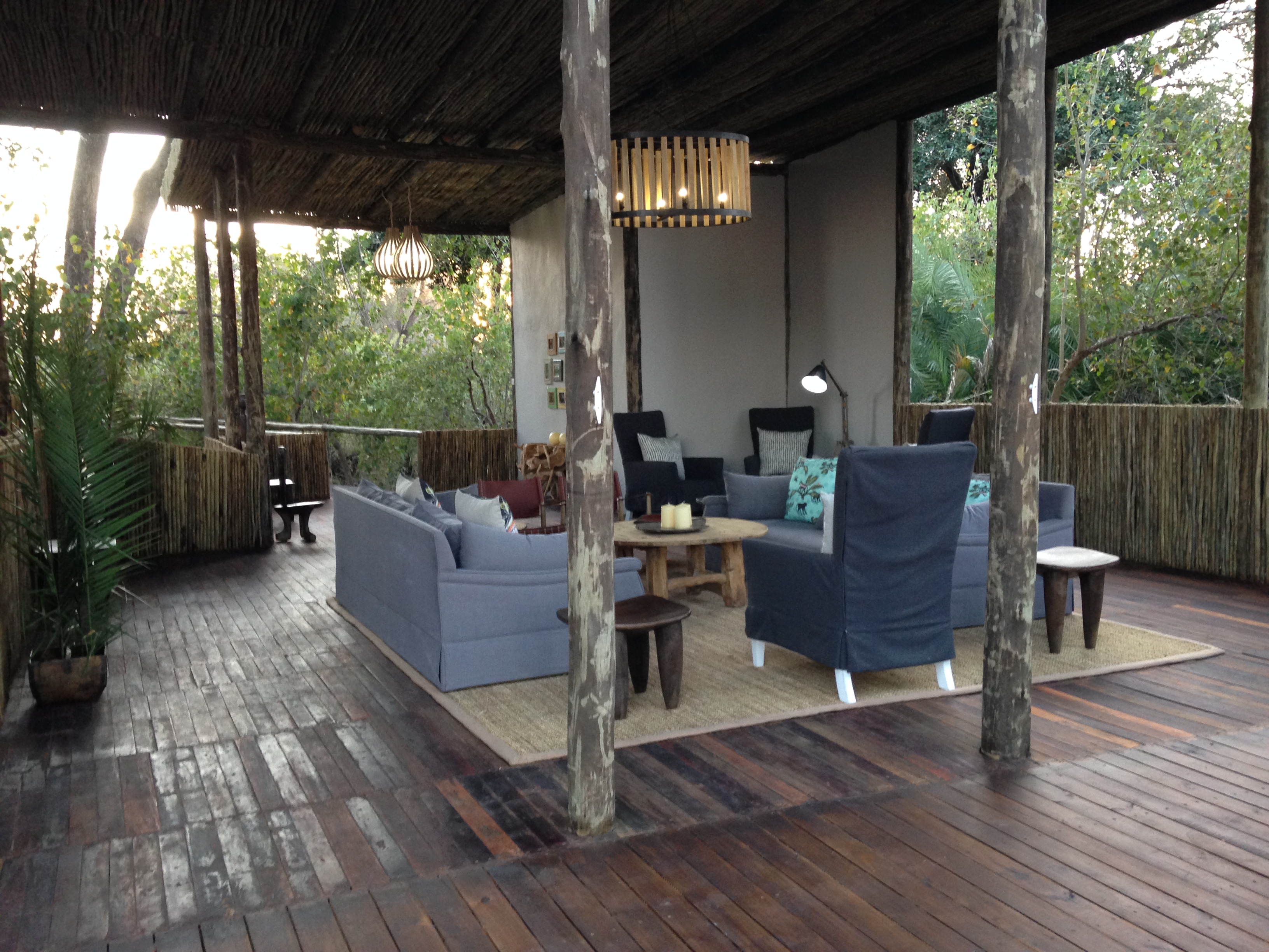 Mopiri Camp offers a number of comfortable seating areas where guests can relax in peace and quiet