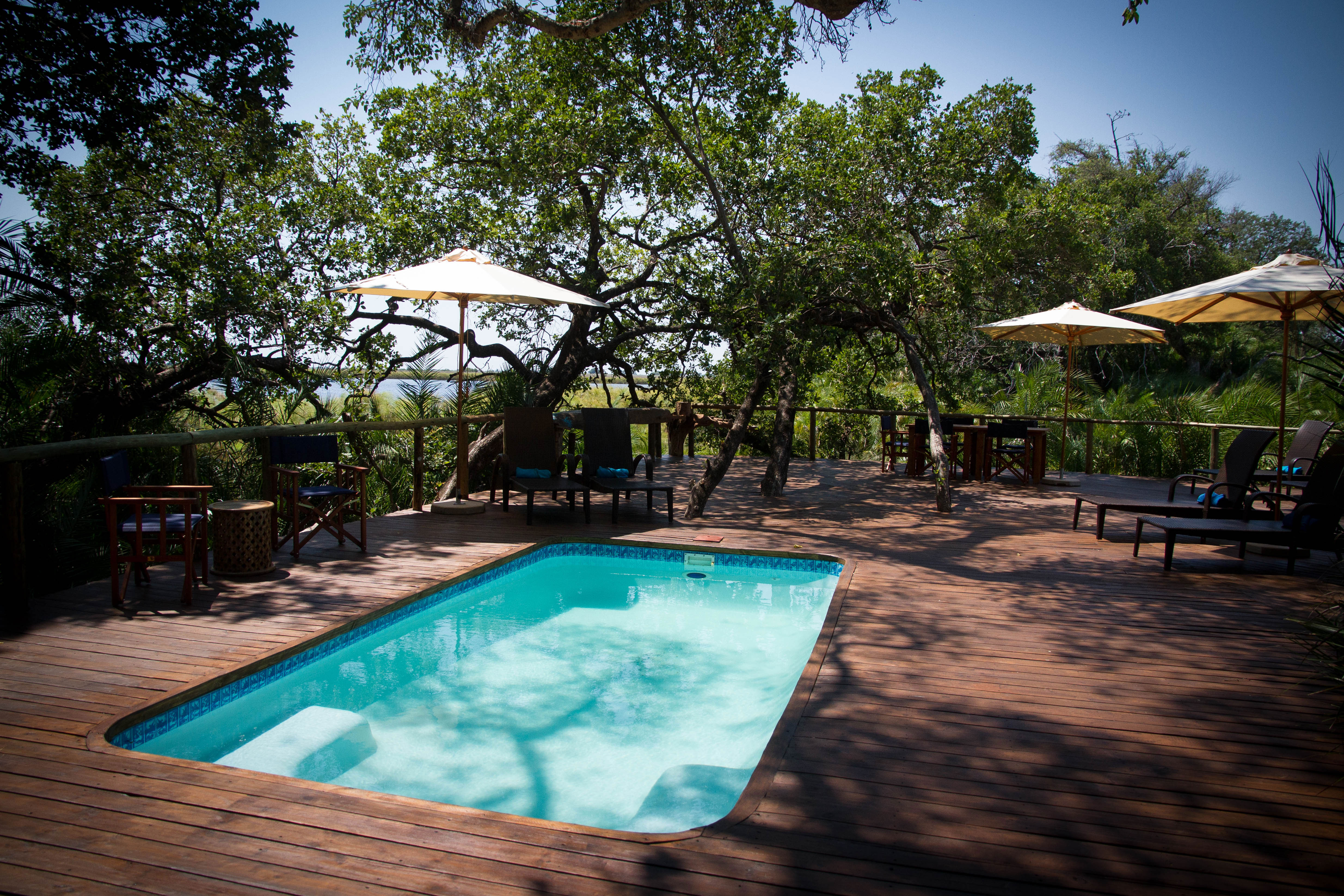 Relax around the pool between activities