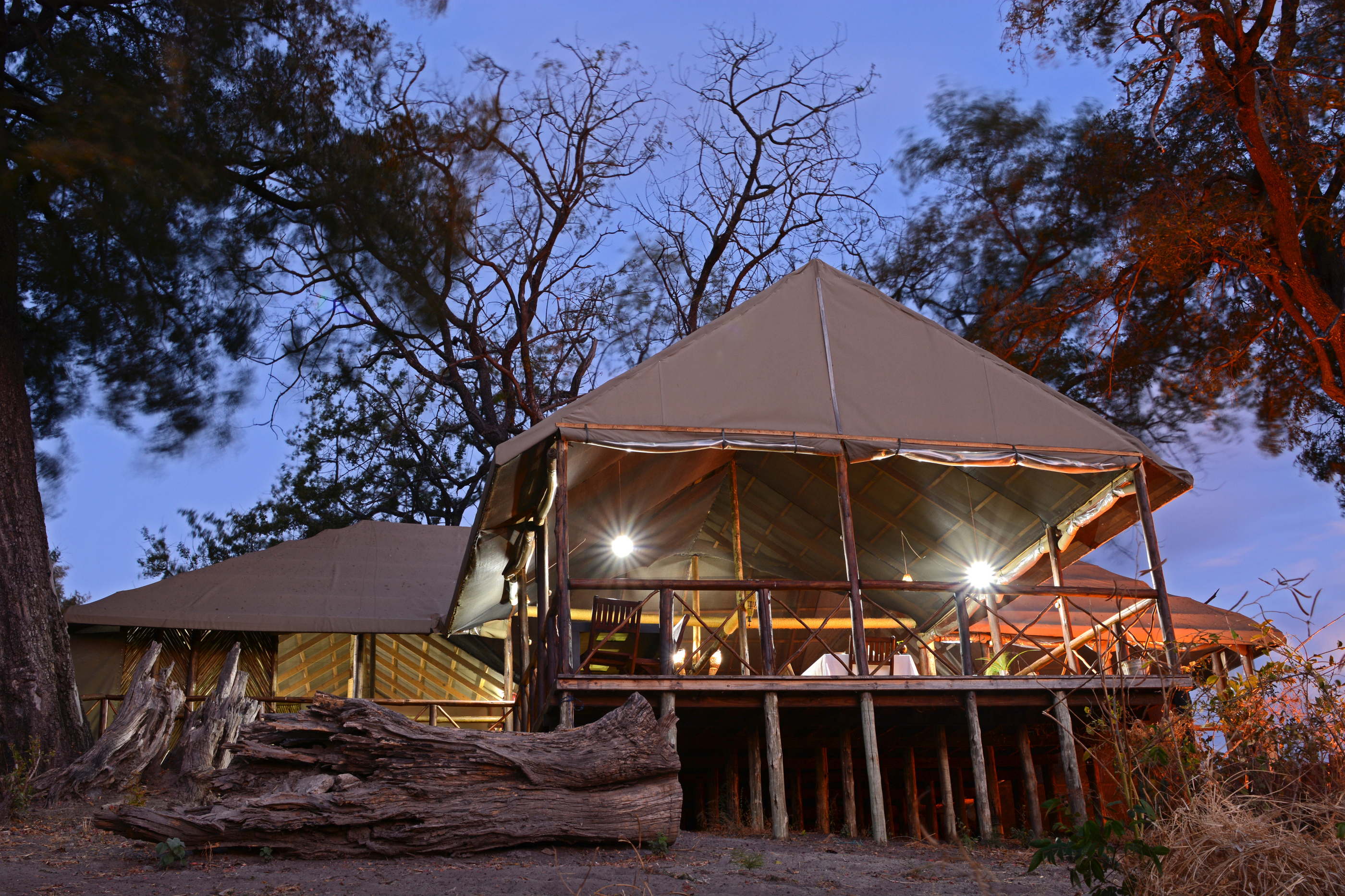The balcony and dining area as seen from below