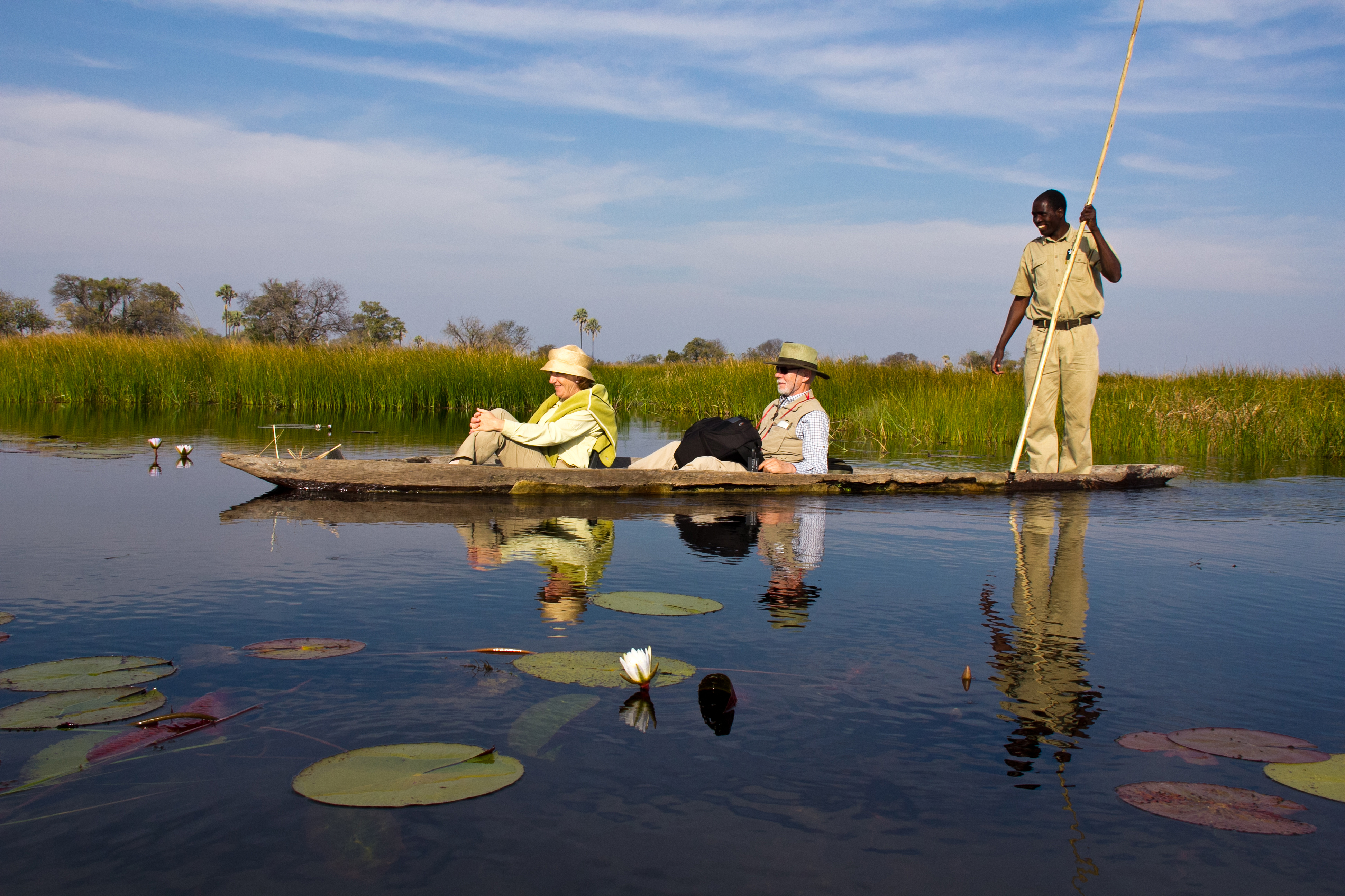 Enjoy the beautiful scenery on a mokoro activity at Delta Camp