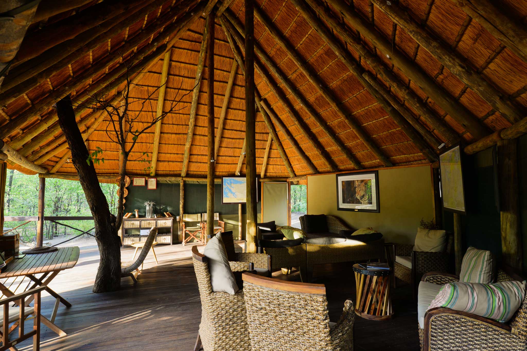 Main lodge thatched lounge area