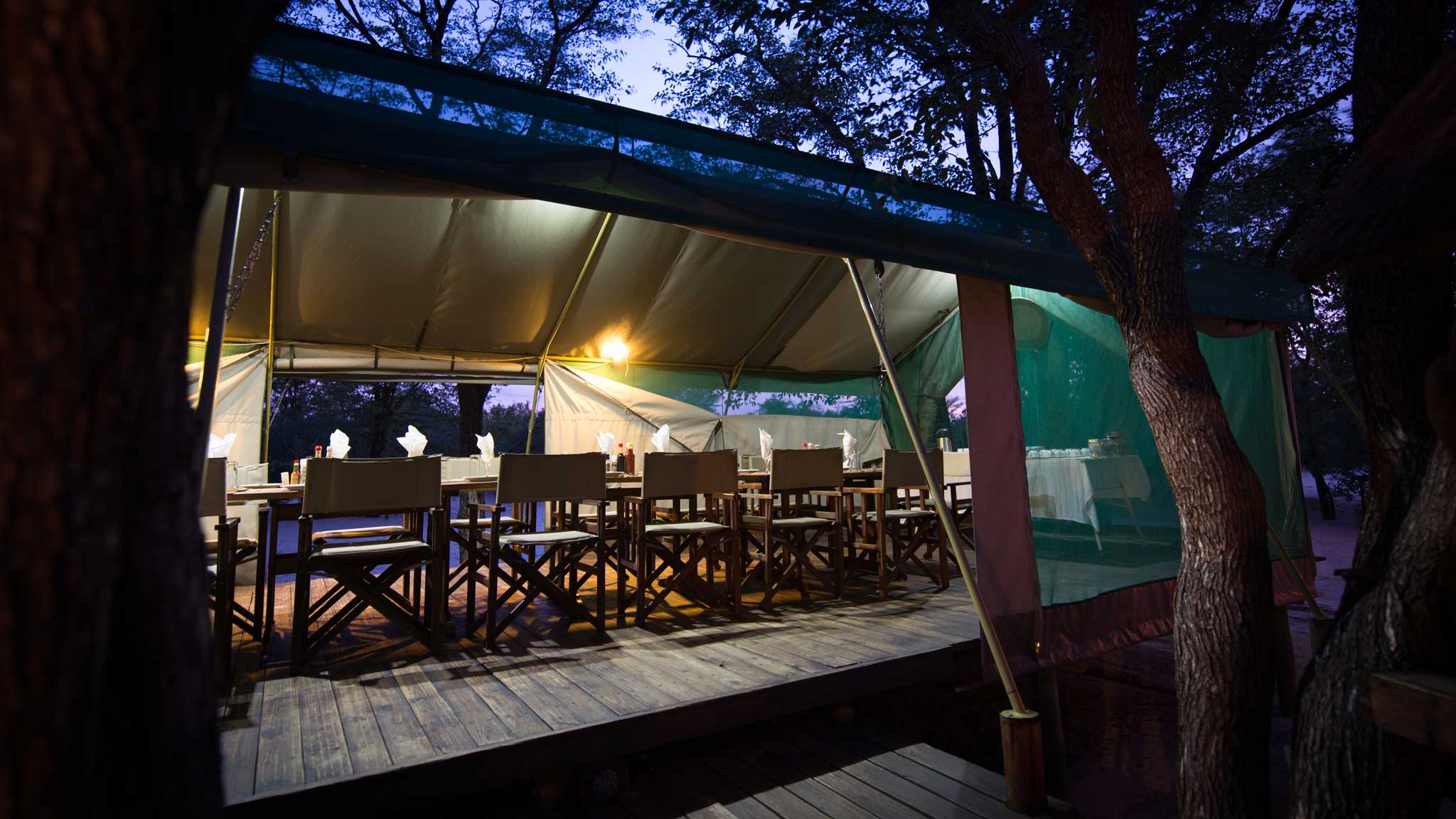 The dining tent ready for dinner