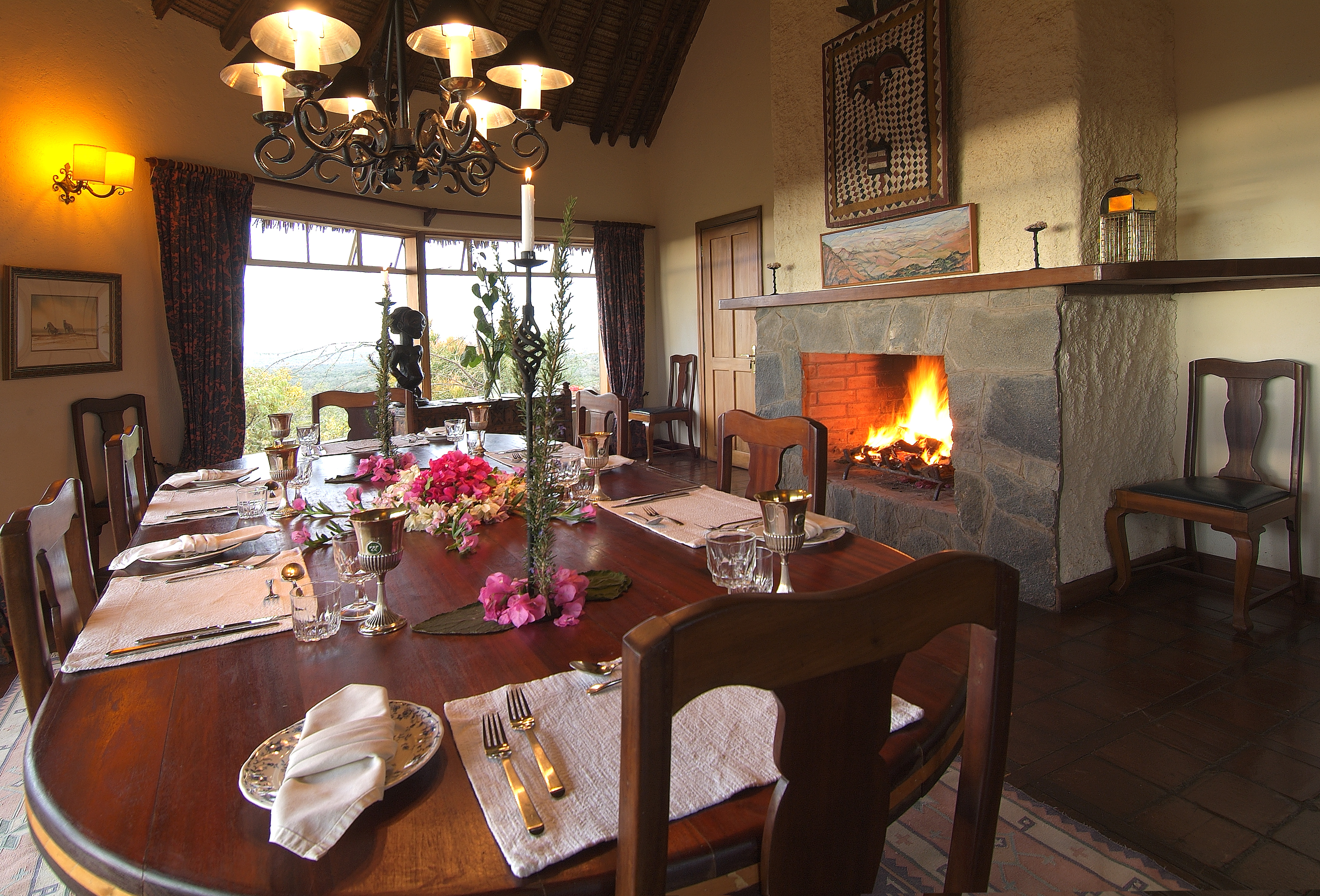 A well set up dining room. 