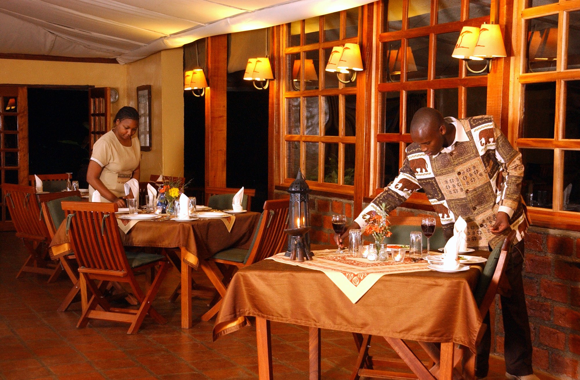 Relaxed with a delicious array of food.