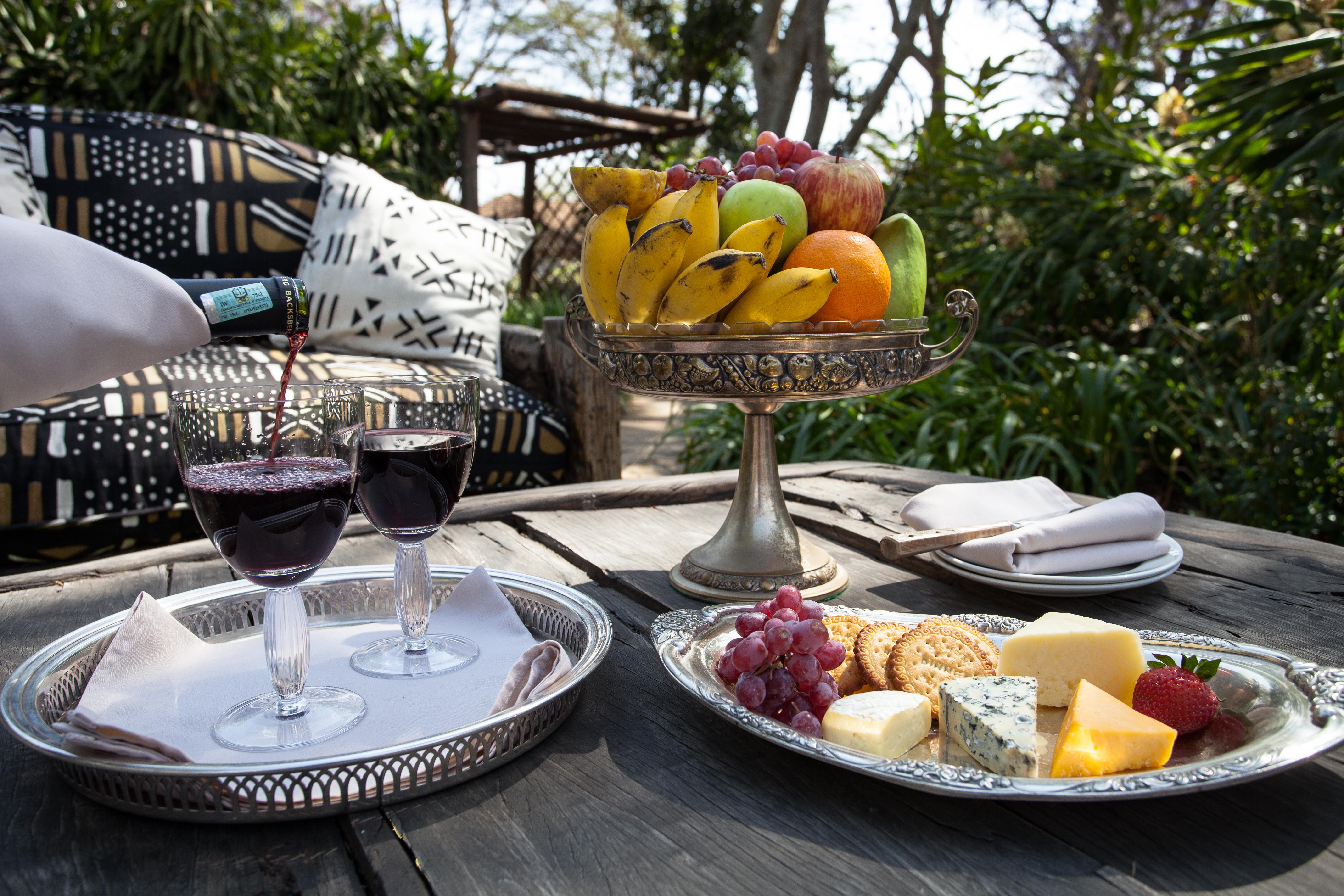 Drinks and snacks served on your veranda