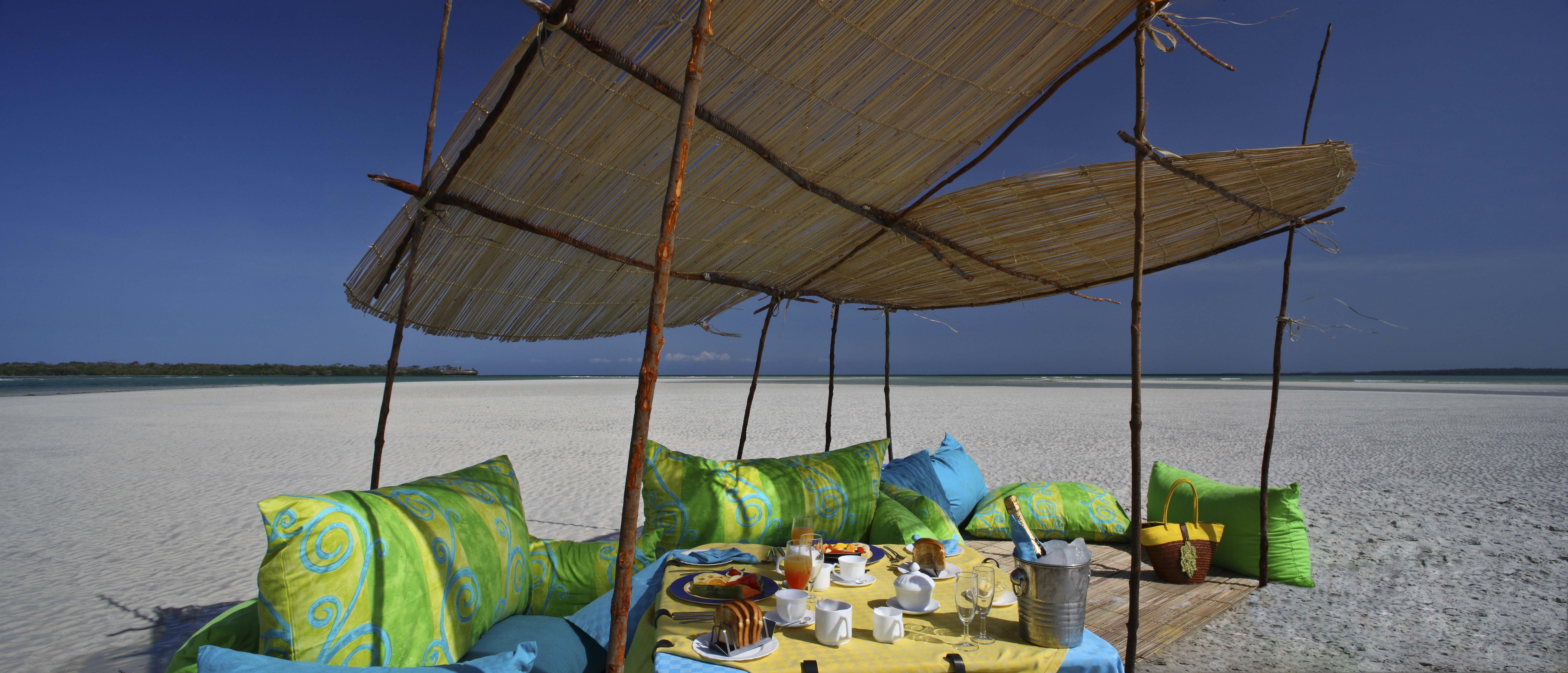 Sand bank is magically revealed at low tide and is perfect for relaxing and swimming.