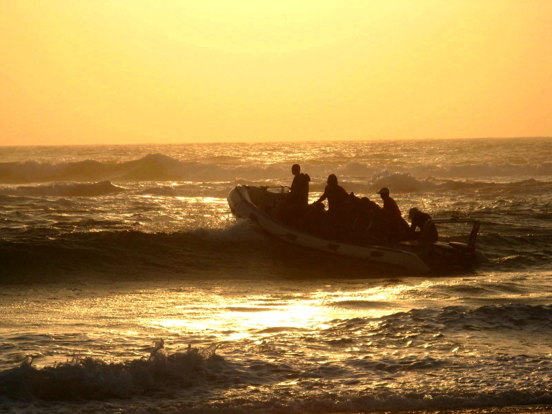 Early launch off the beach