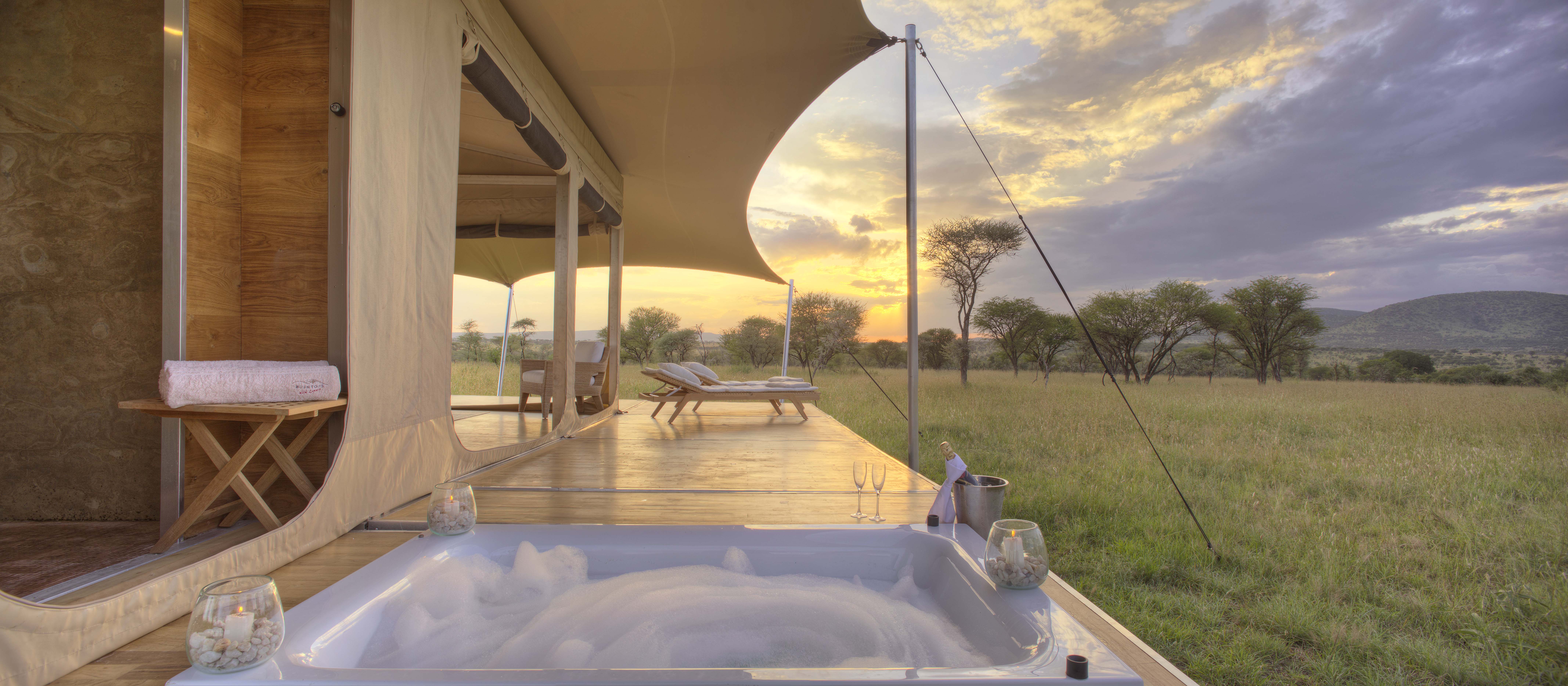 your shower opens up to the savannah and every Rover has a private hot tub on the deck