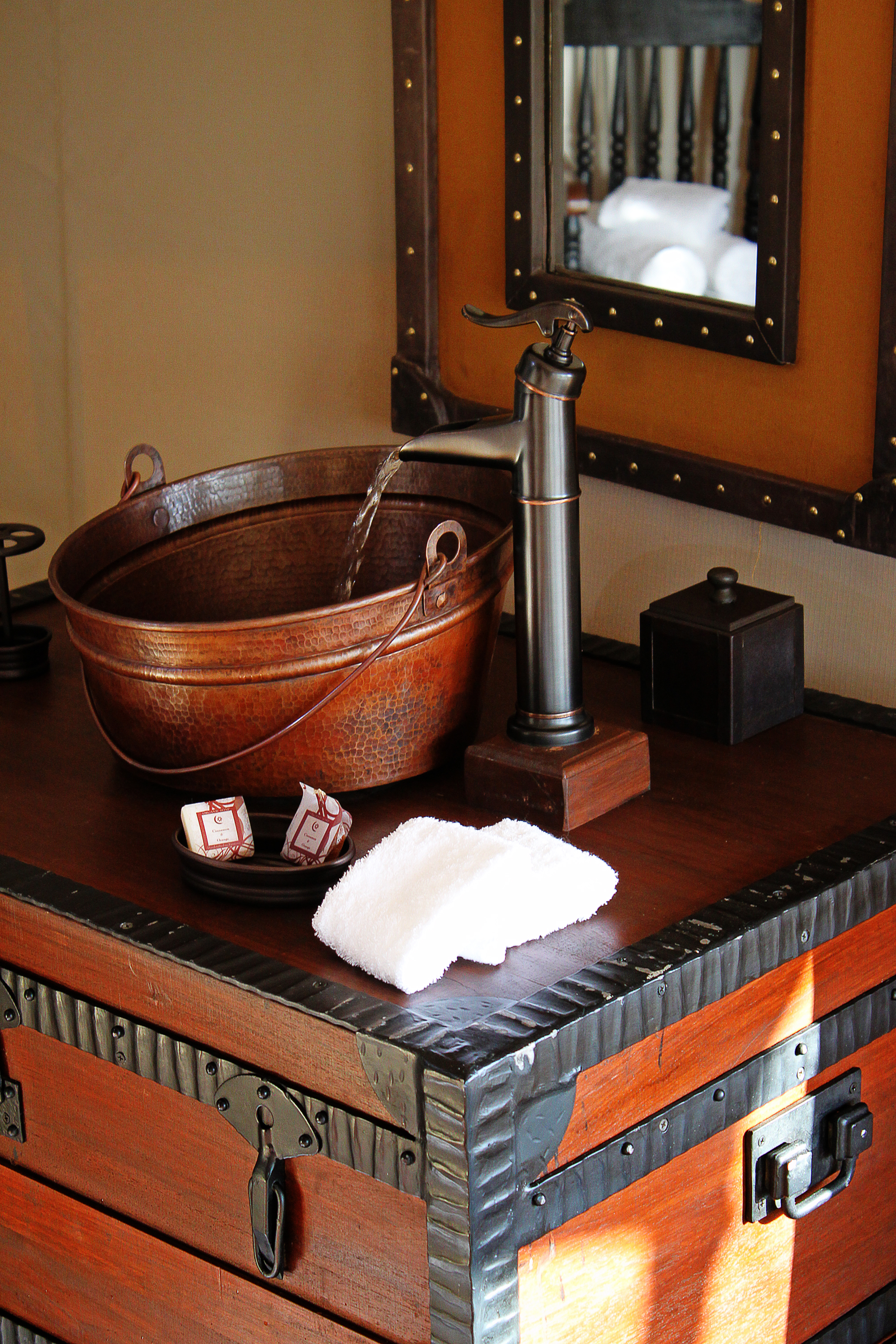 Ensuite bathroom with solar-heated running water