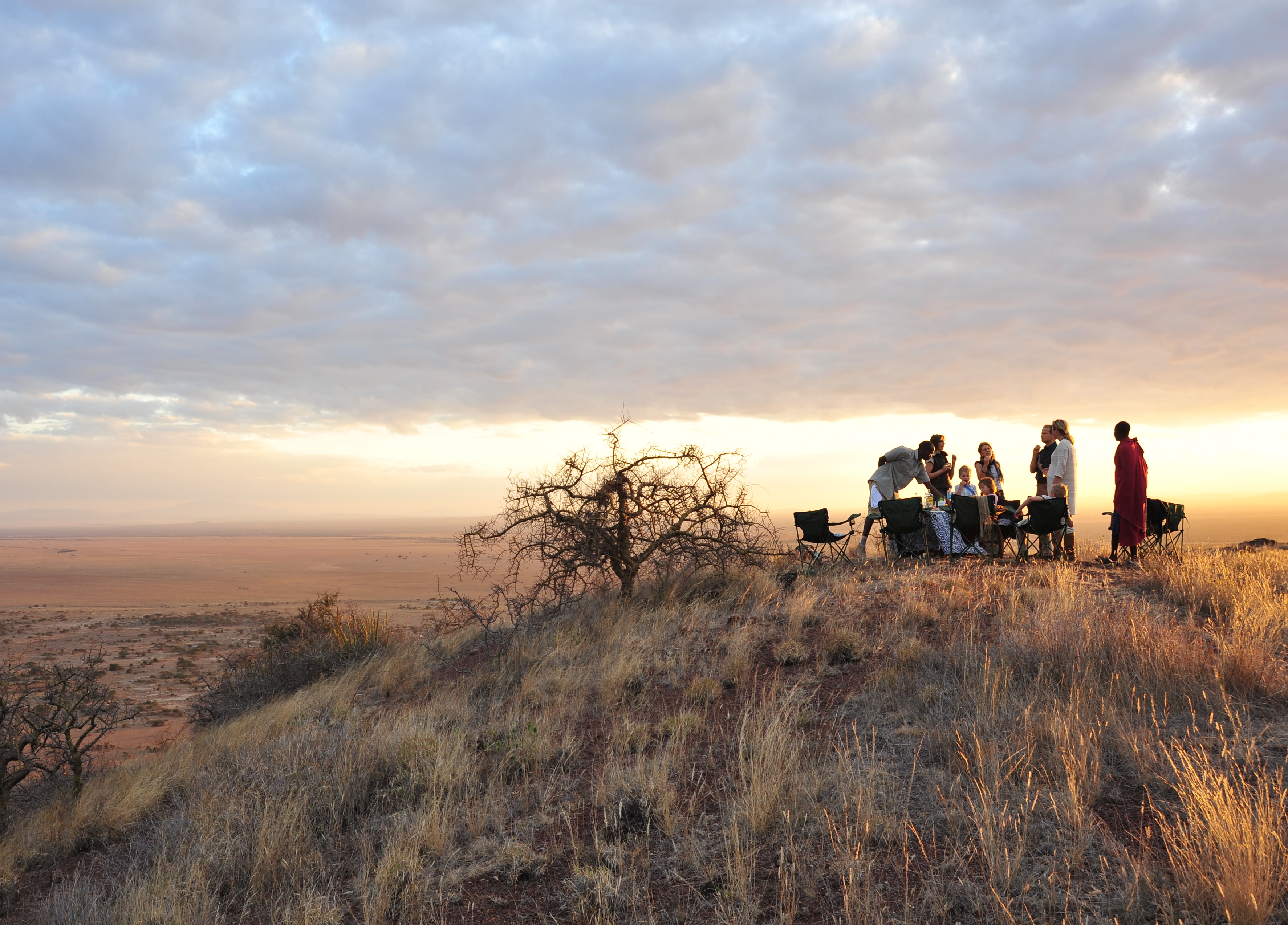  A spectacular view in all direction offers a clear sight of Mt. Kilimanjaro, Mt. Meru, Mt. Longido and the nearby Sinya village with its seven sisters (hills). Occasionally, the city lights of Nairobi, which is about 180 km away, can be spotted on the horizon. 