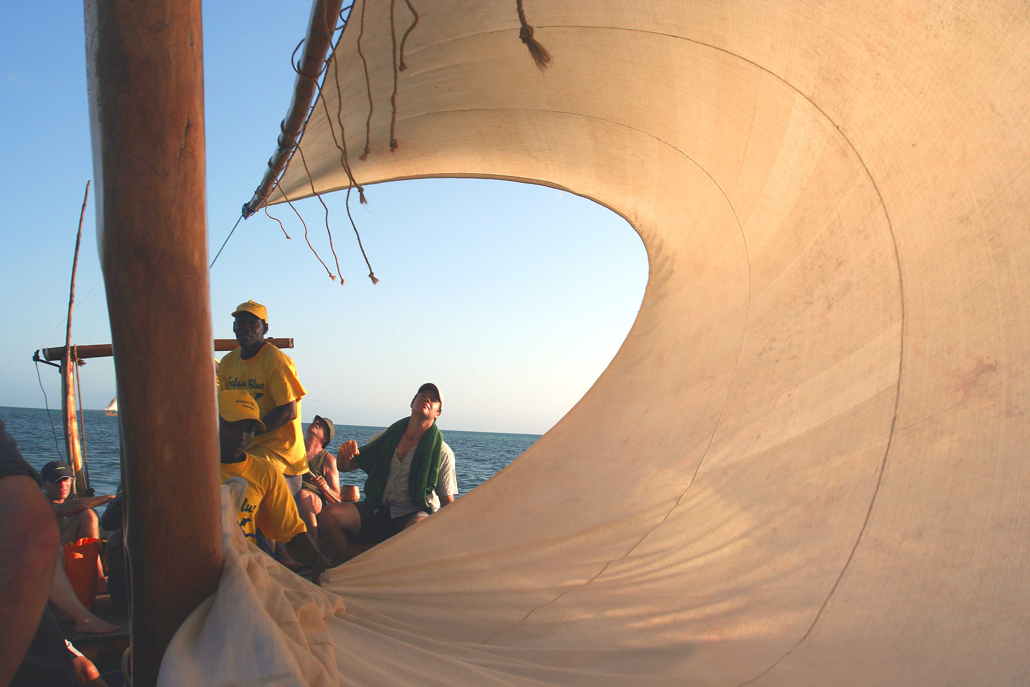 Guests return from their 'Safari Blue' excursion under sail. 