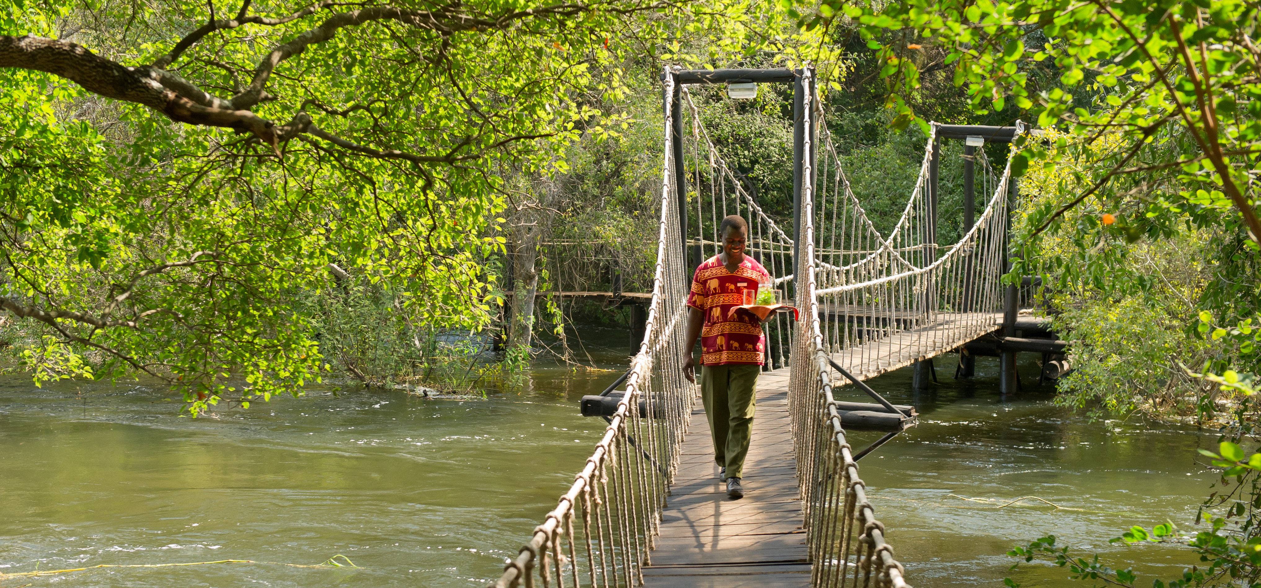 Crossing from One Island to the other across our swing bridge