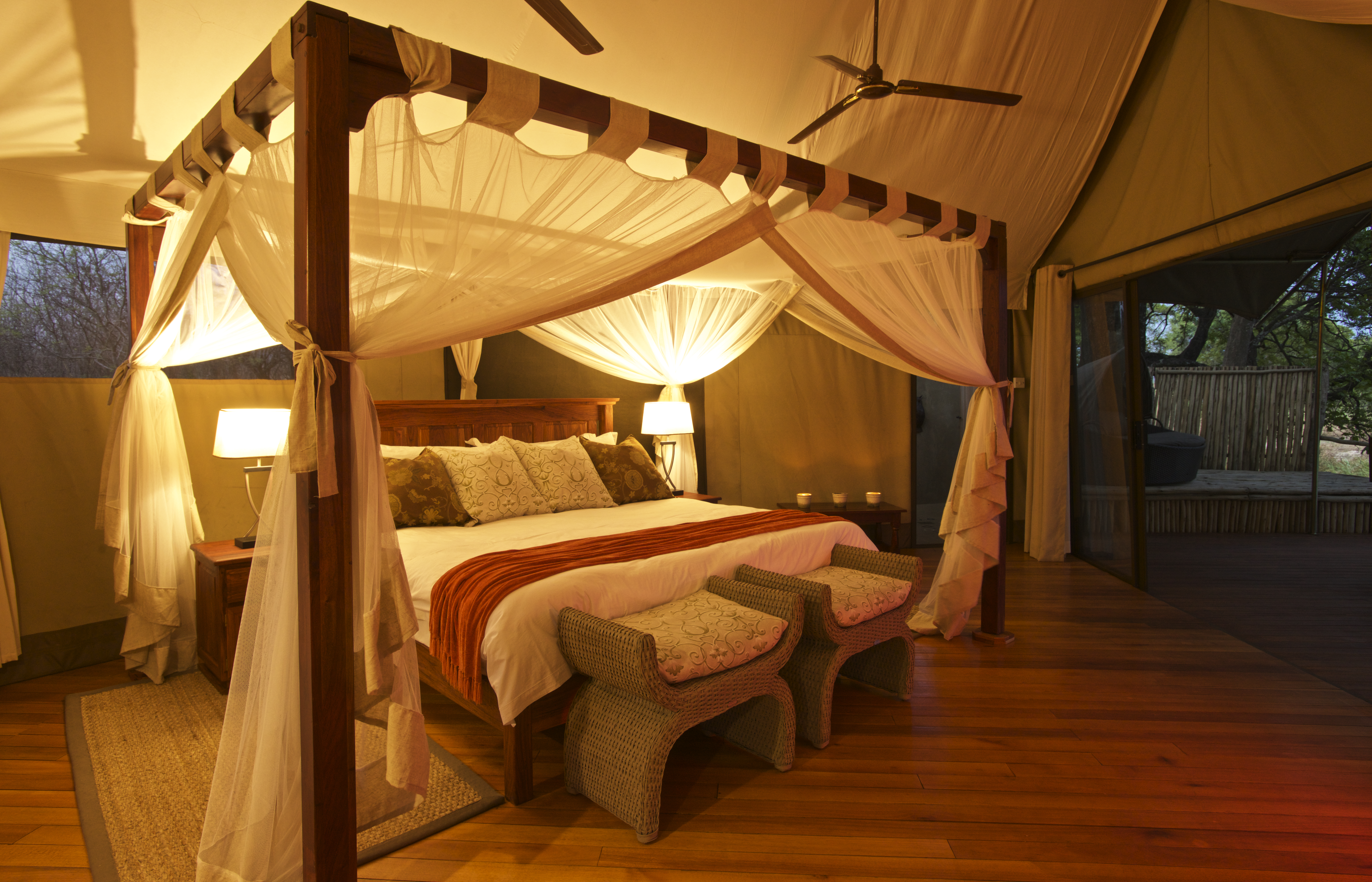 Interior of Honeymoon Suite at dusk