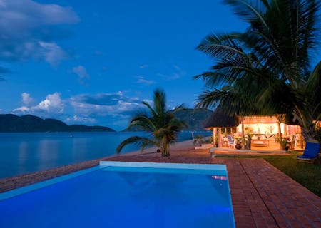 Lakeside infinity swimming pool overlooking majestic Lake Malawi