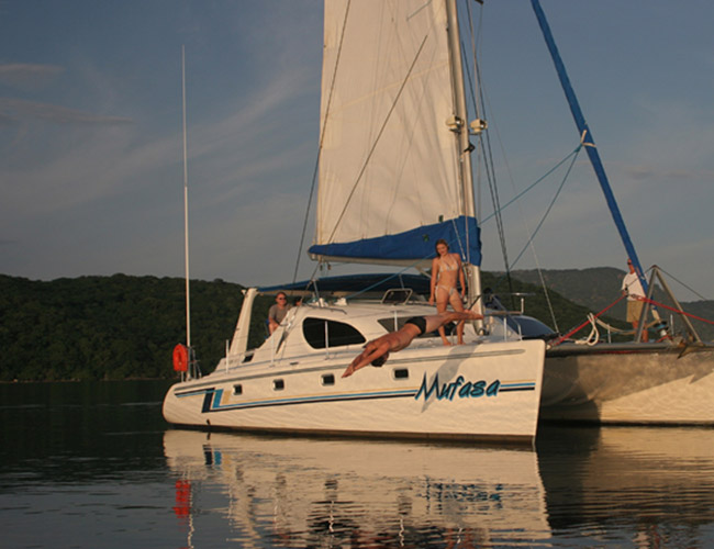 Live-aboard catamaran for charter on Lake Malawi 