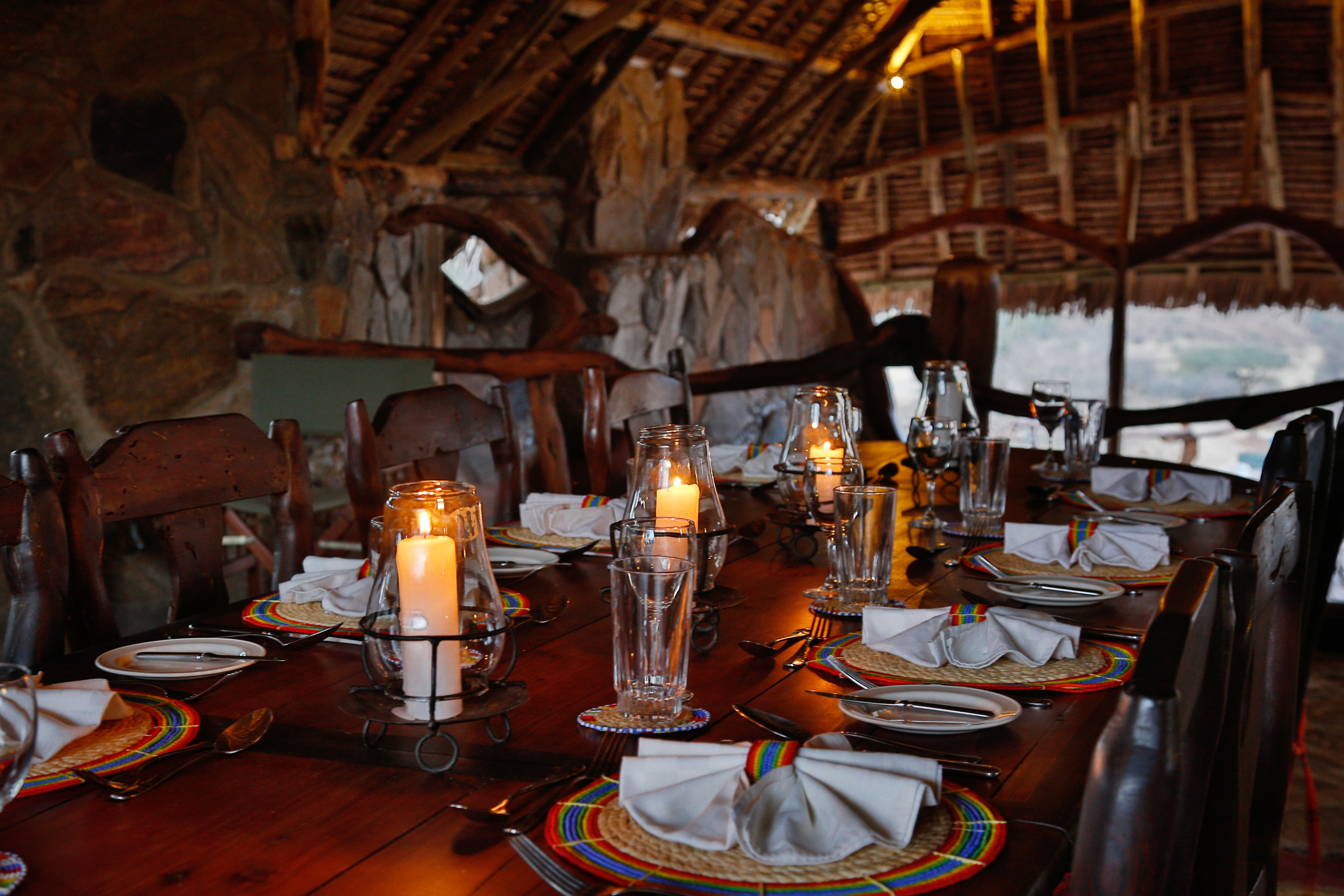 Shared dining area at Loisaba (private dining available)