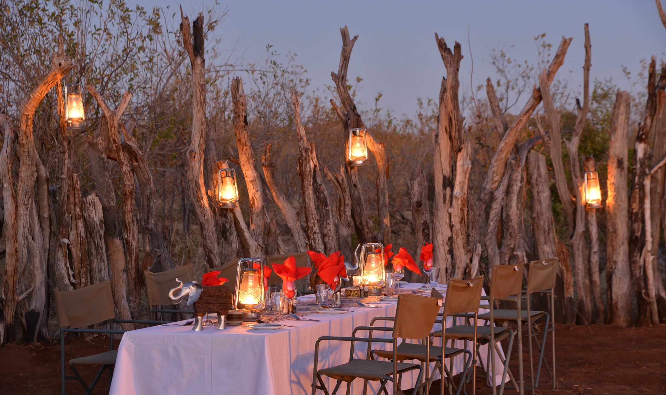 Enjoying a meal under the African sky is often a magical highlight for our guests