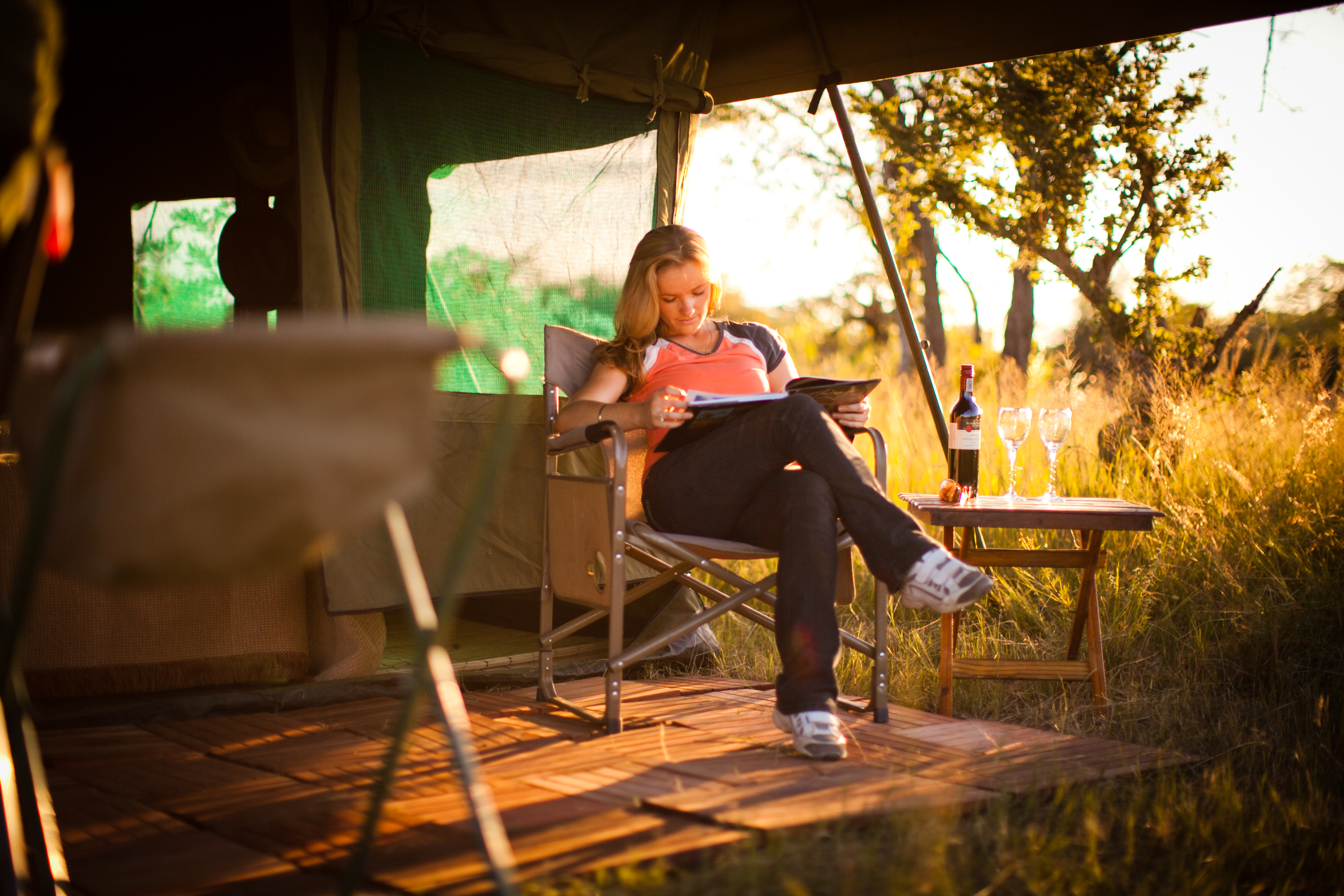 Tents are equipped with shadecloth or teakwood verandas