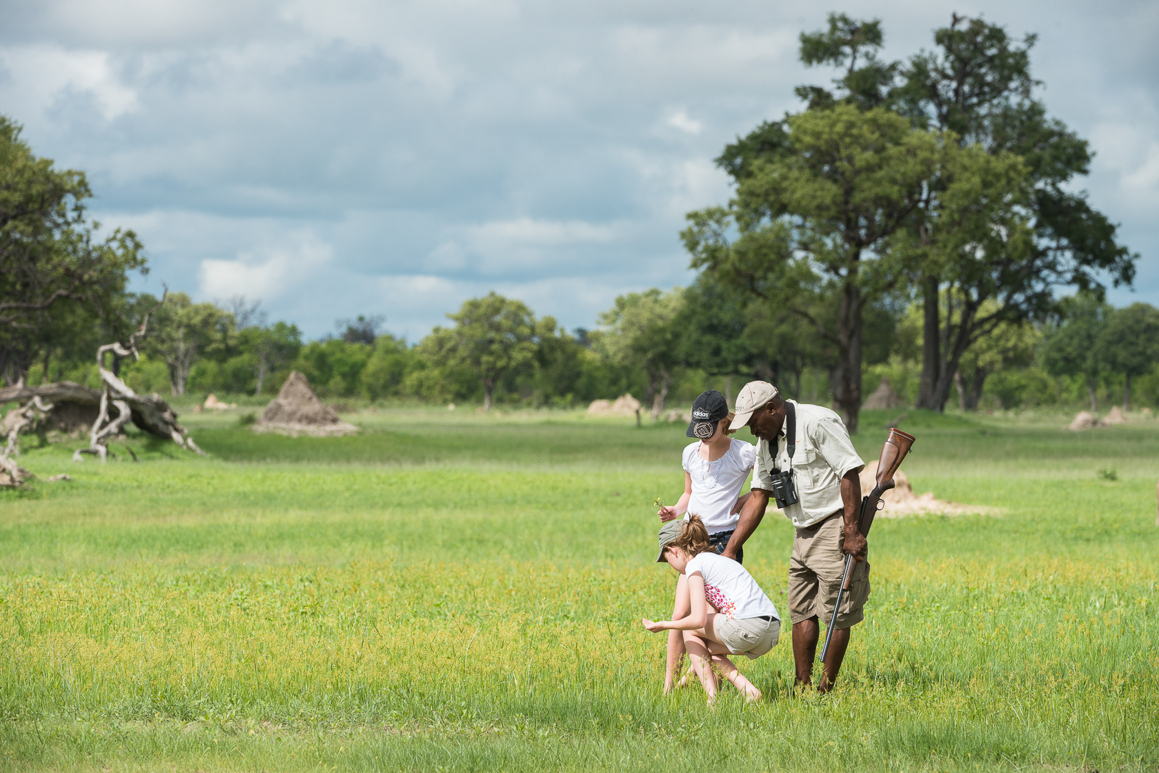 Kids on a bush walk with guide
