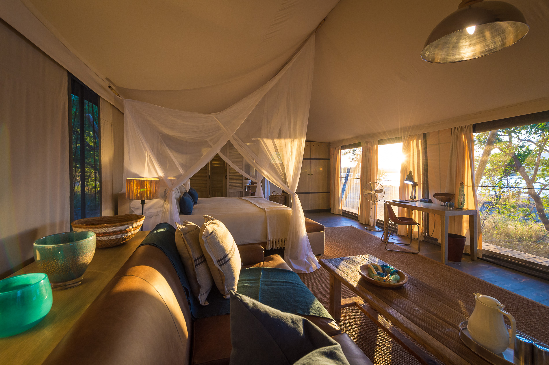 The luxurious guest tents are spacious and inviting