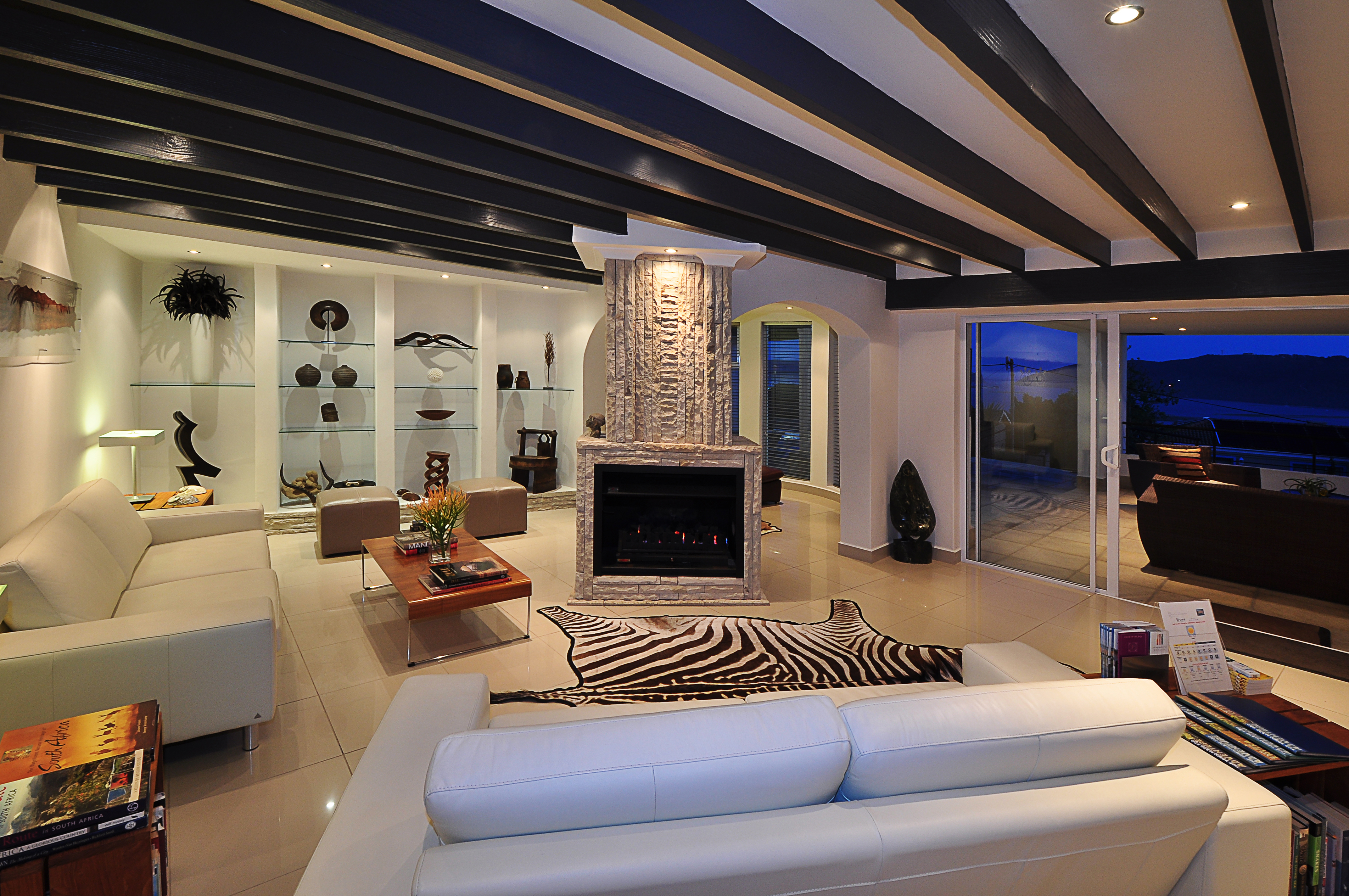 Indoor Guest Lounge with fire place, Library and Reading Room