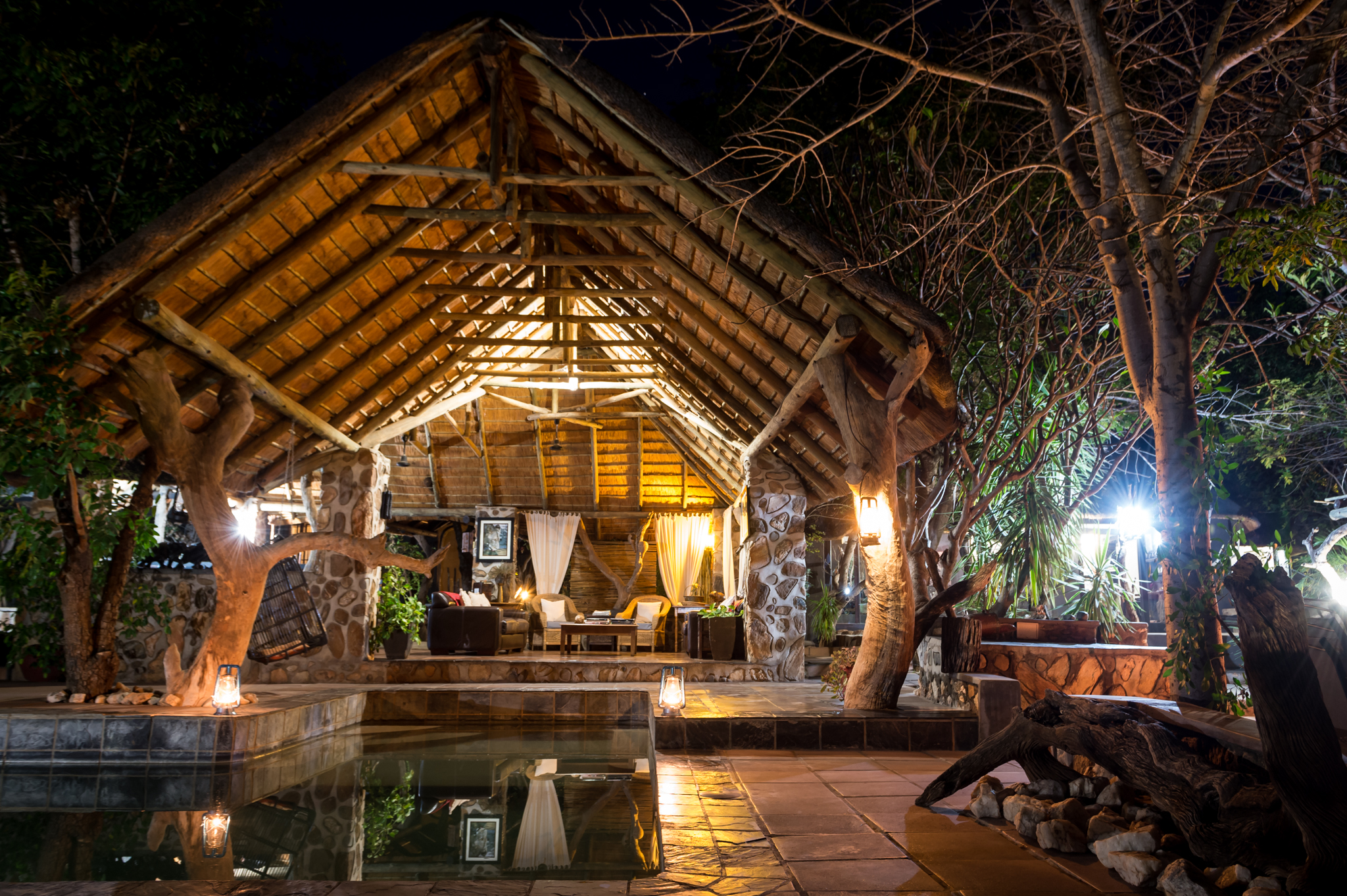 Ezulwini River Lodge pool and outdoor lounge