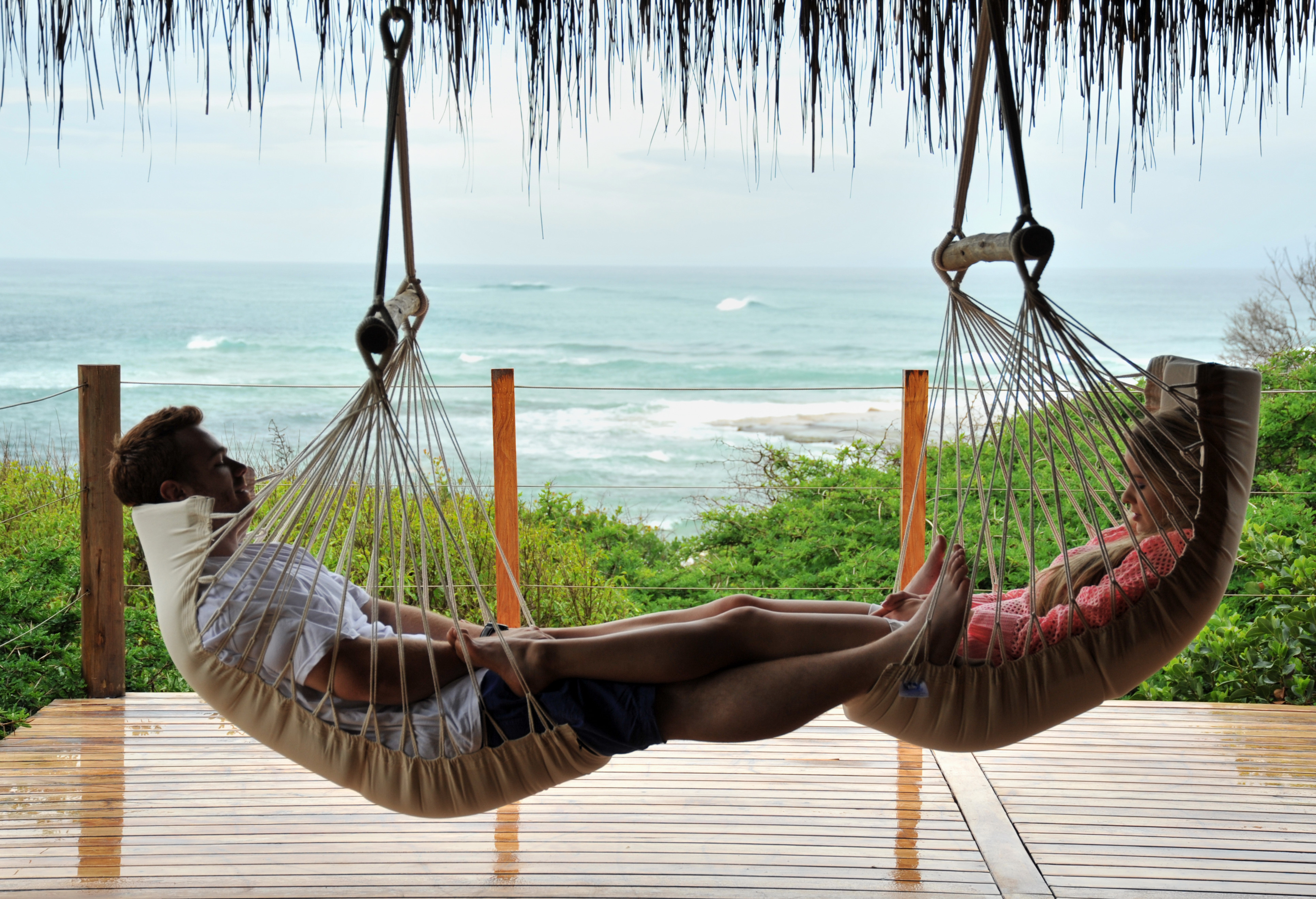 Couple enjoying the afternoon at the beach bar