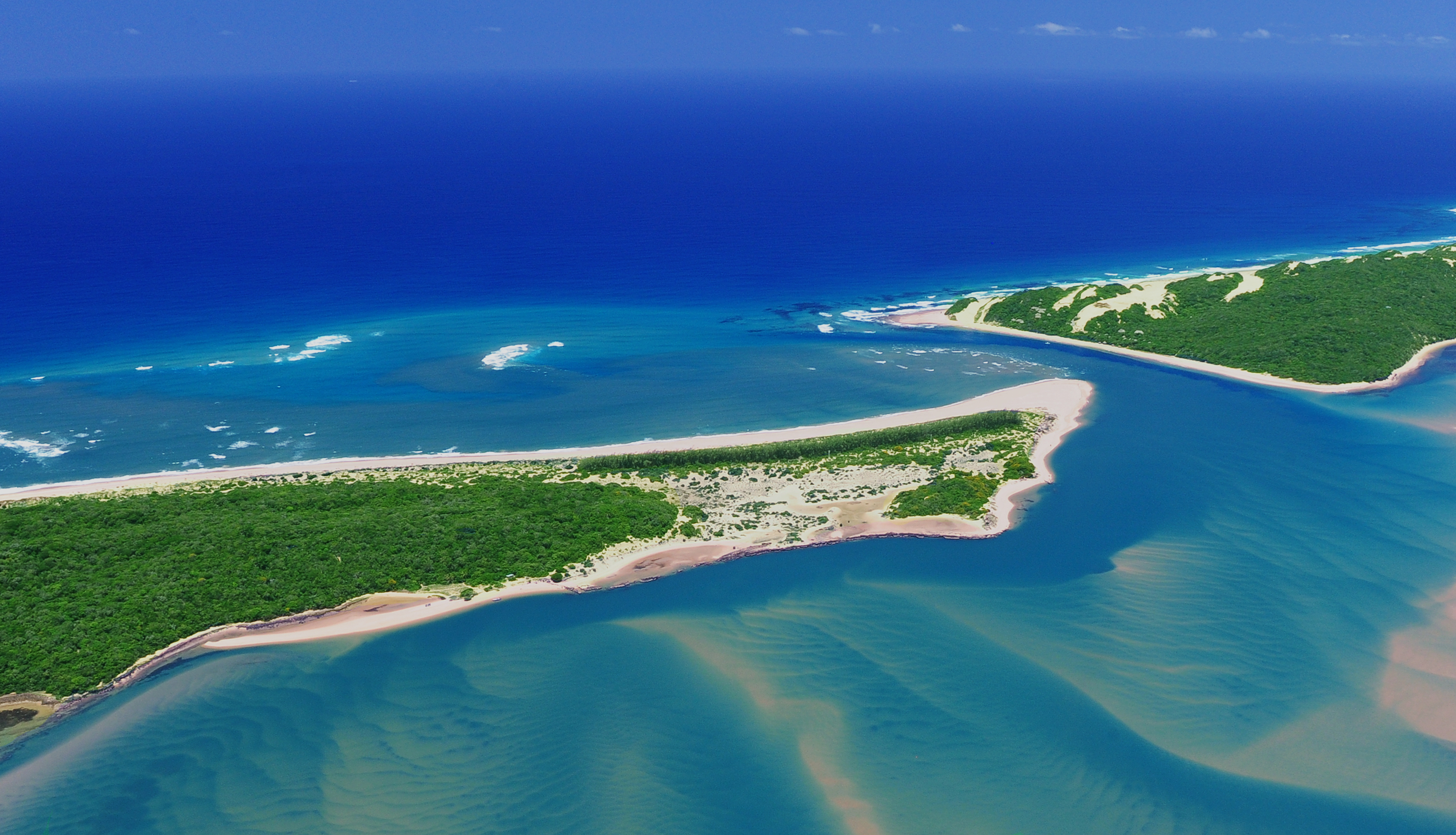 Lodge on the peninsula on the right and Inhaca Island on the left