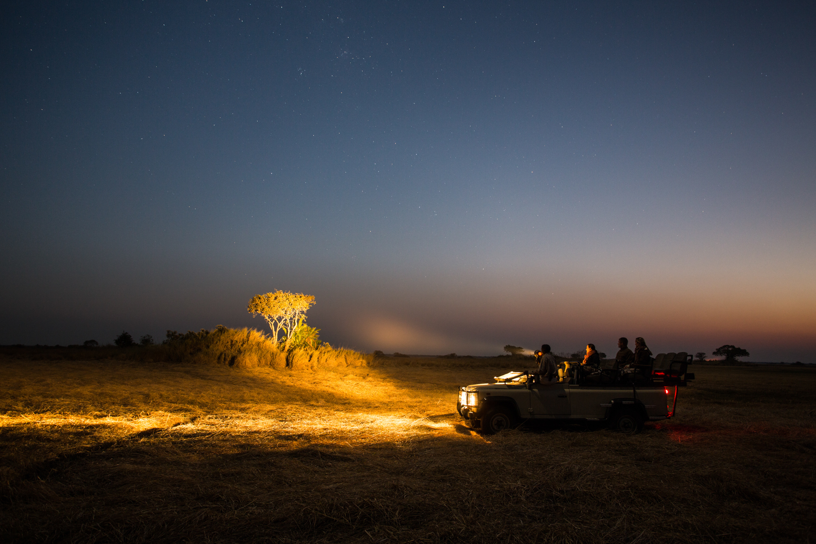 Night drive on the Busanga Plains