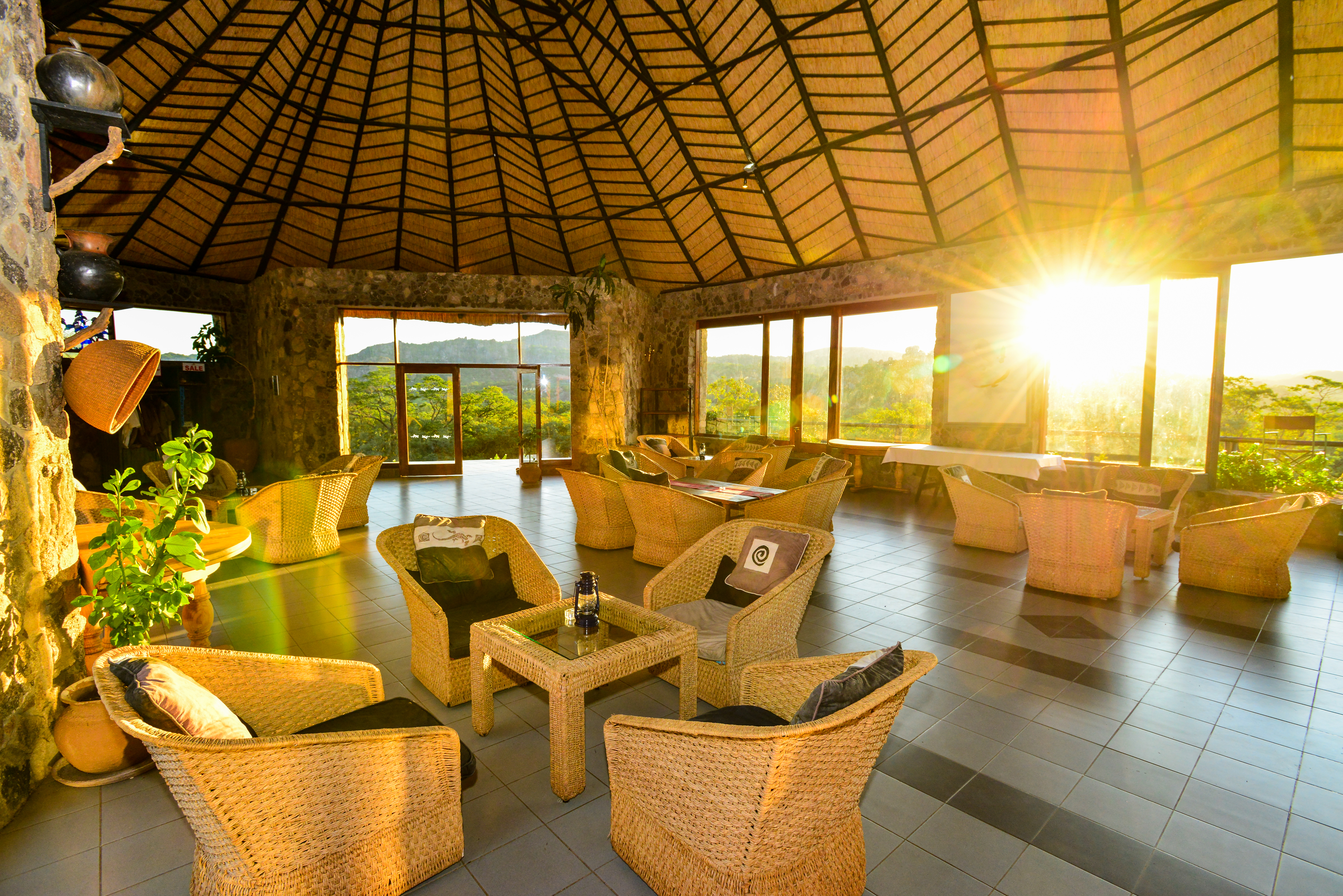 Enjoy the early morning sunrise from the bar.