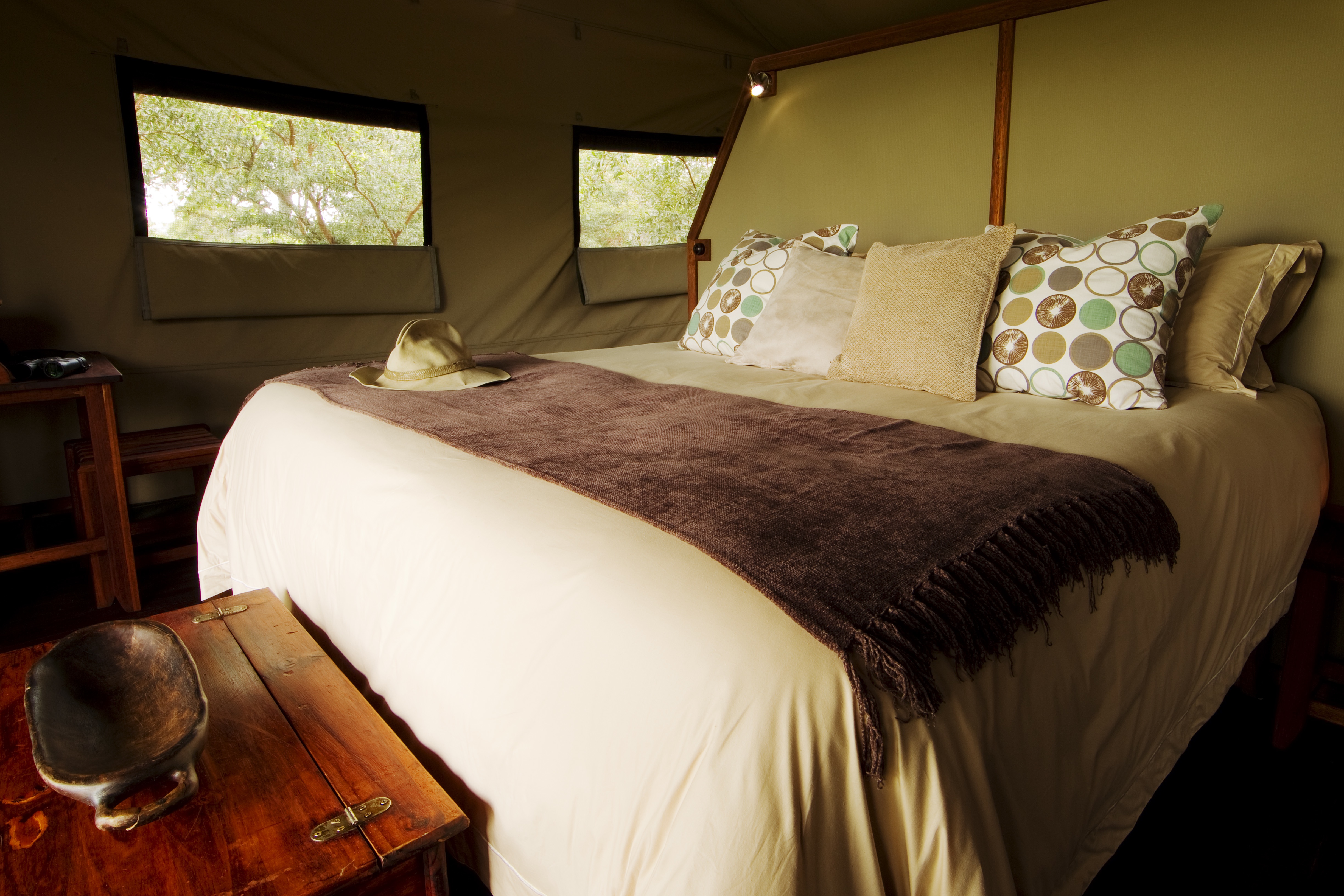 The tent interiors are all ensuite, large and airy 
