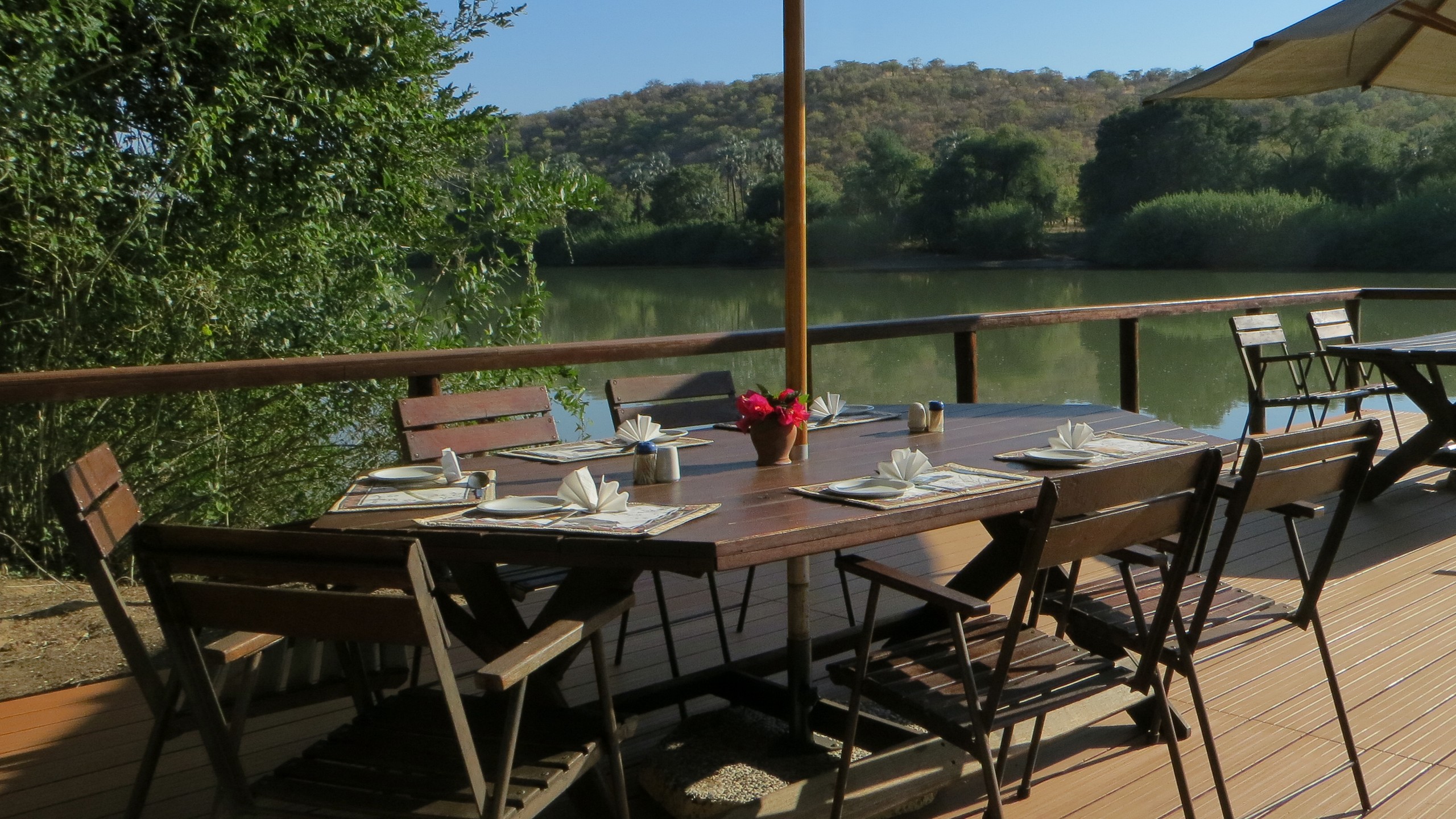 All meals are served on deck overlooking the Kunene River