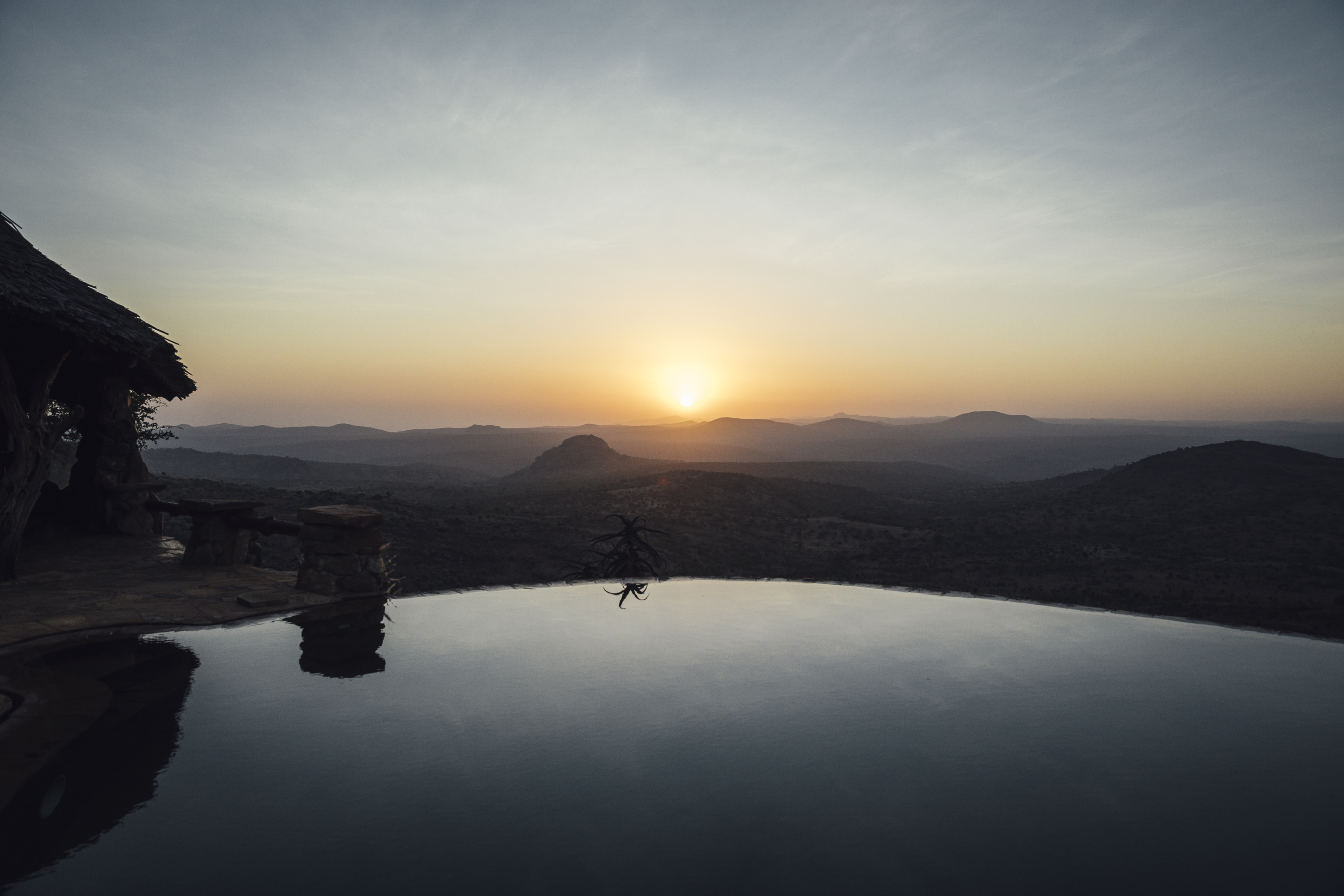 Sunset over the pool