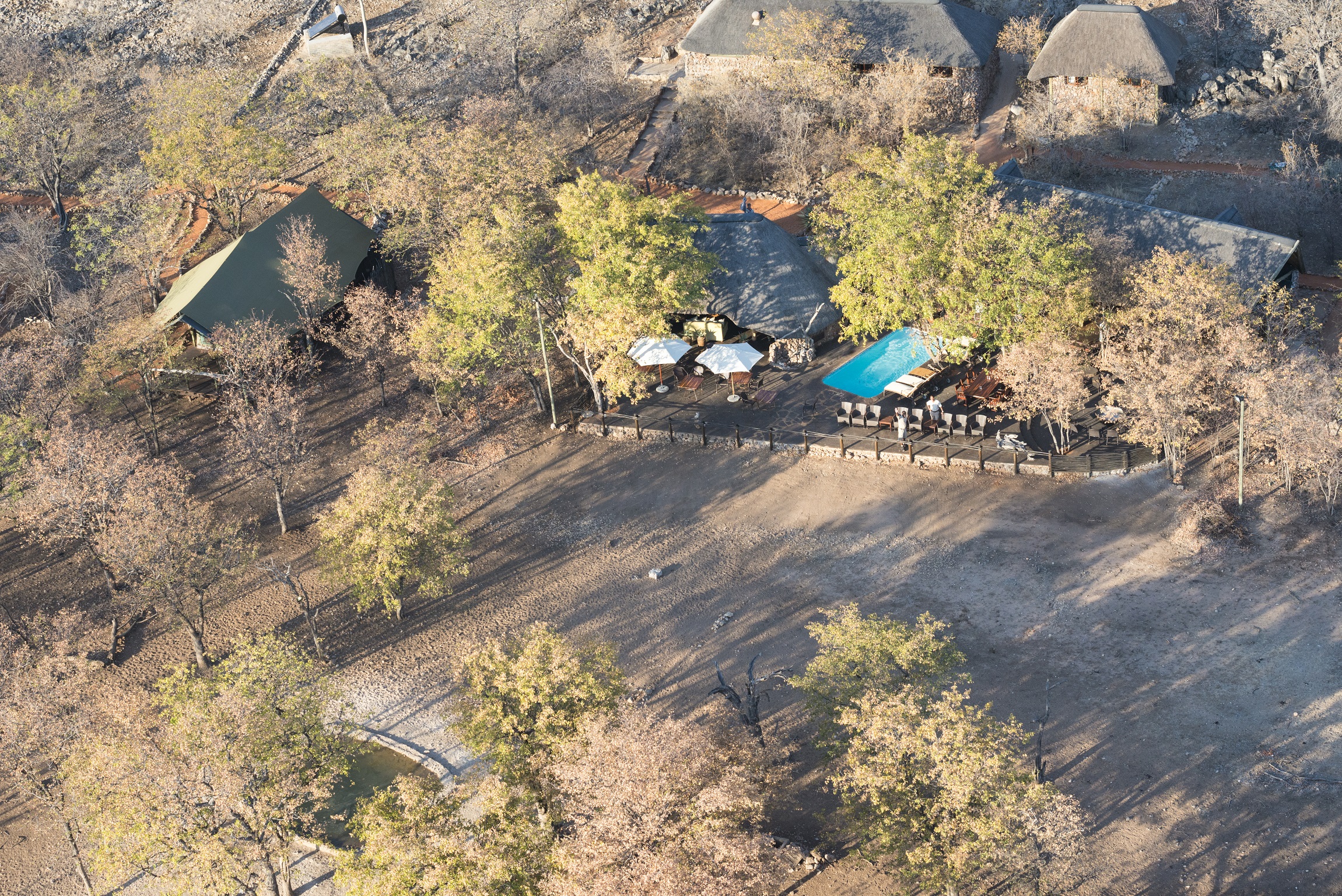 Birds View of Ongava Tented Camp main area 