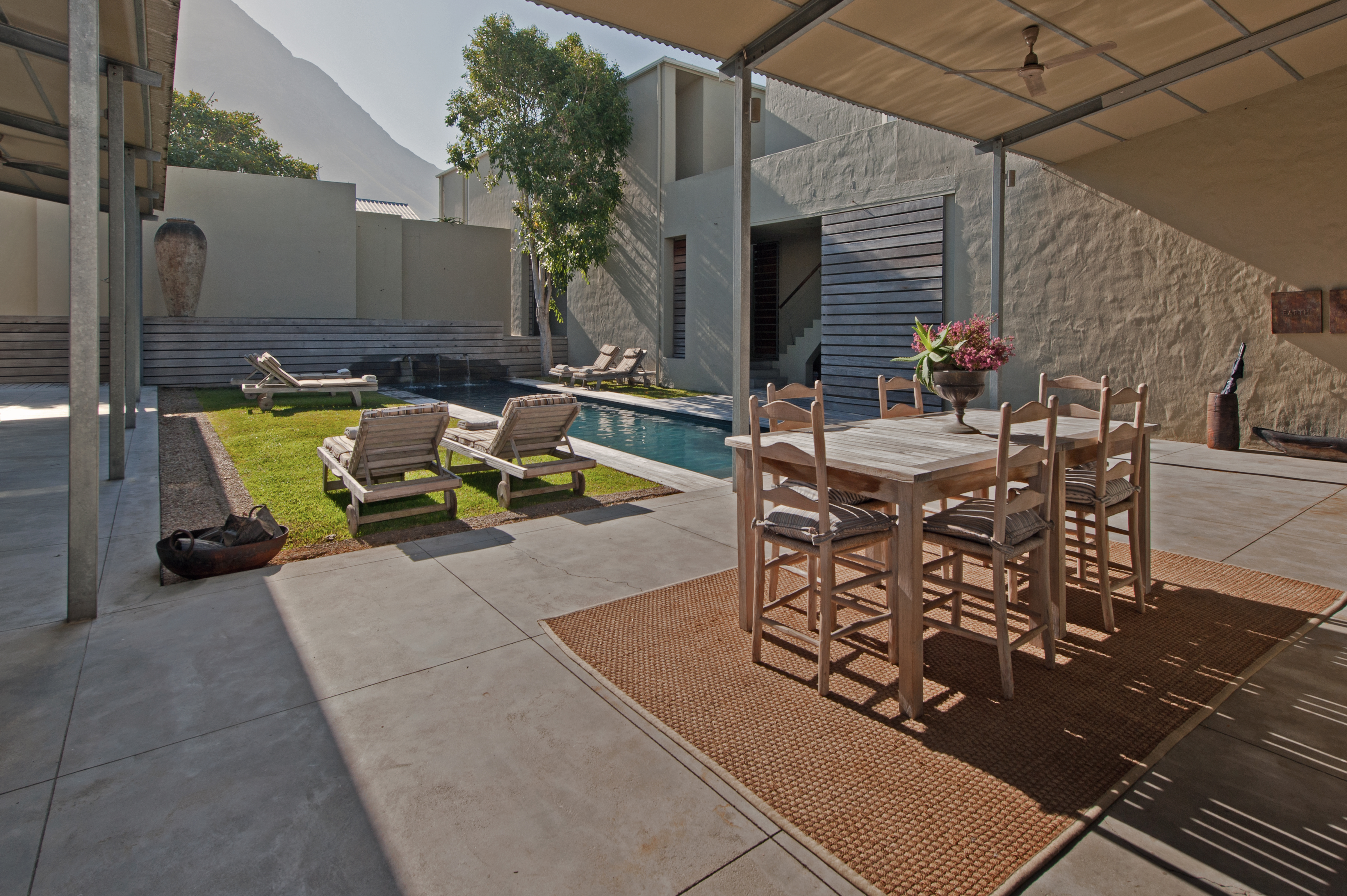 View of Pool and front entrance